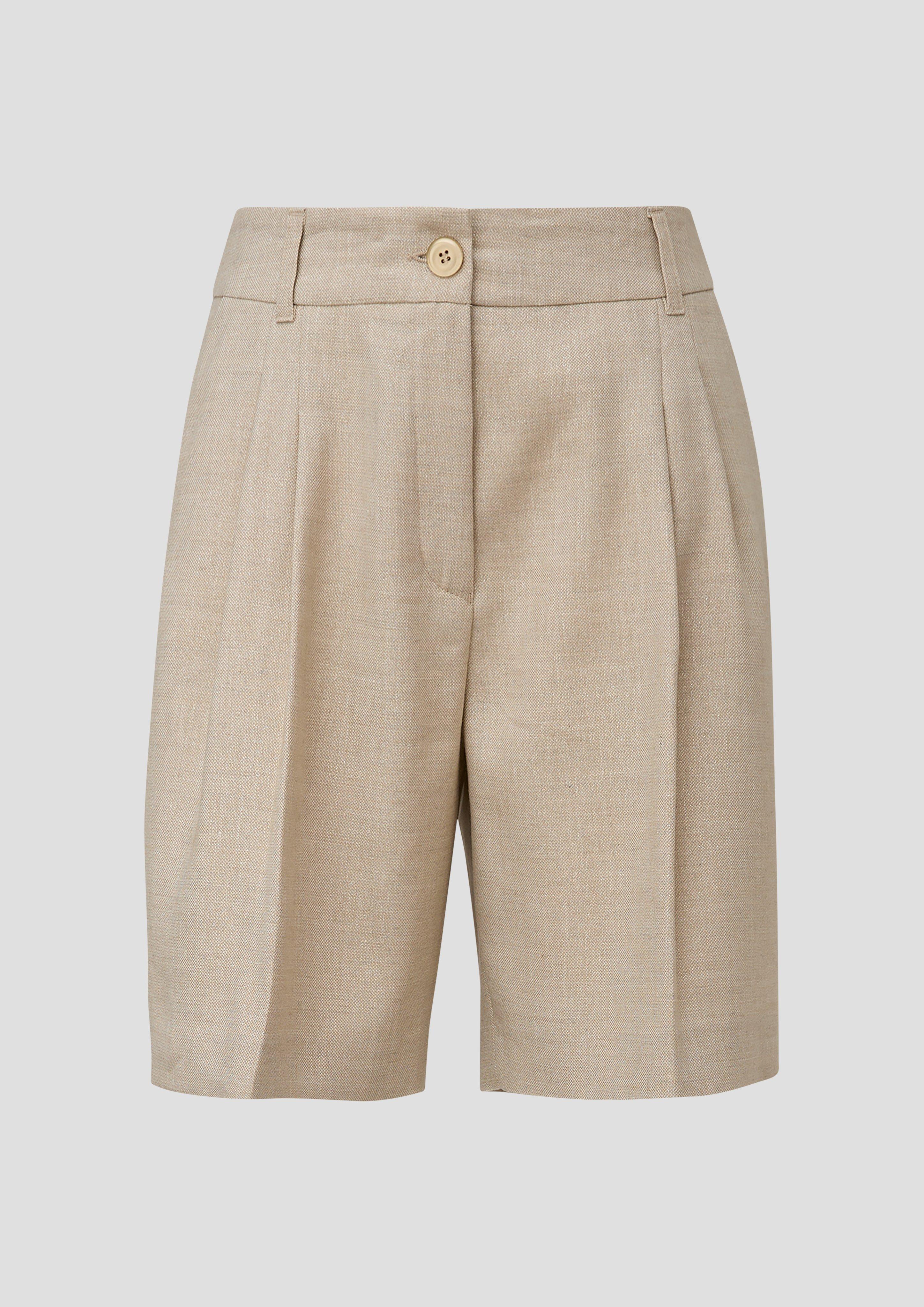 s.Oliver - Relaxed: Shorts aus glitzerndem Leinenmix, Damen, Beige