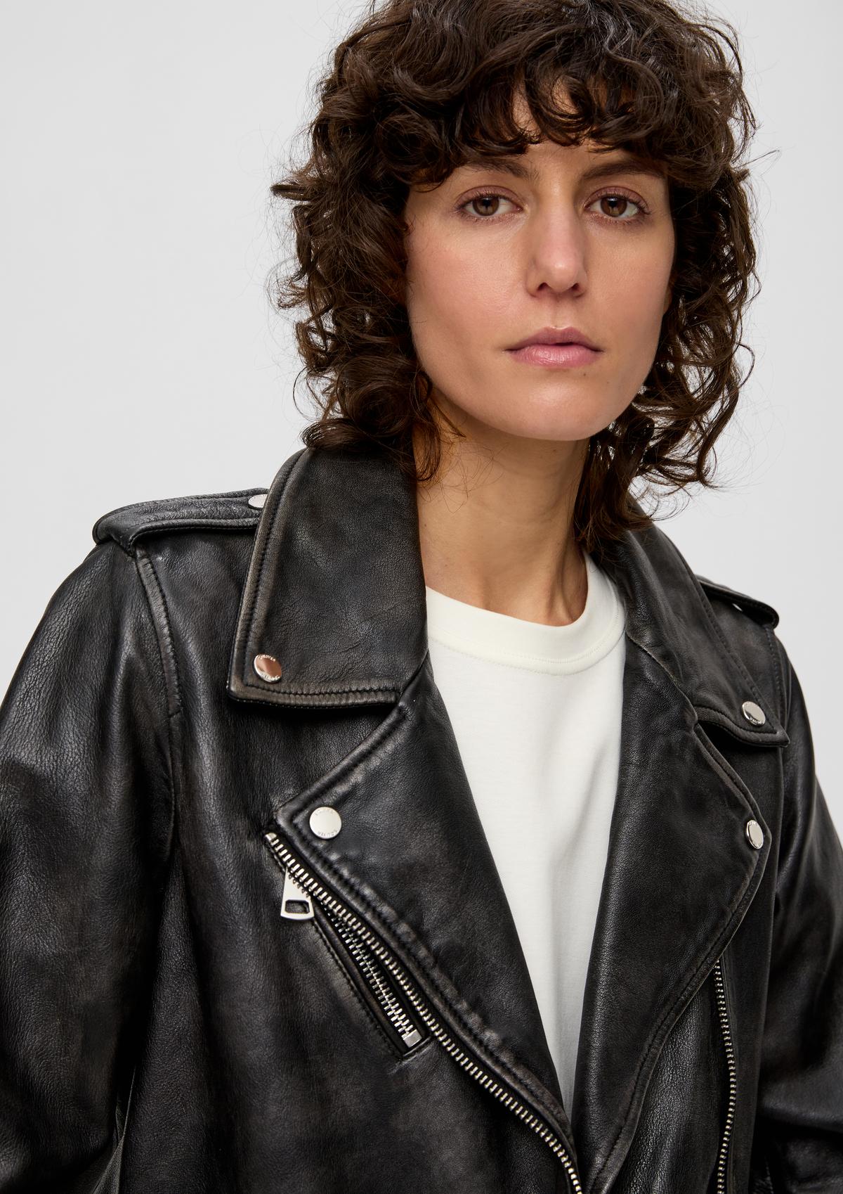 s.Oliver Genuine leather biker jacket