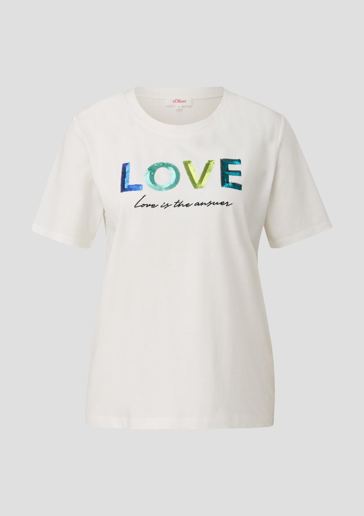 s.Oliver T-shirt en coton orné d’une broderie pailletée