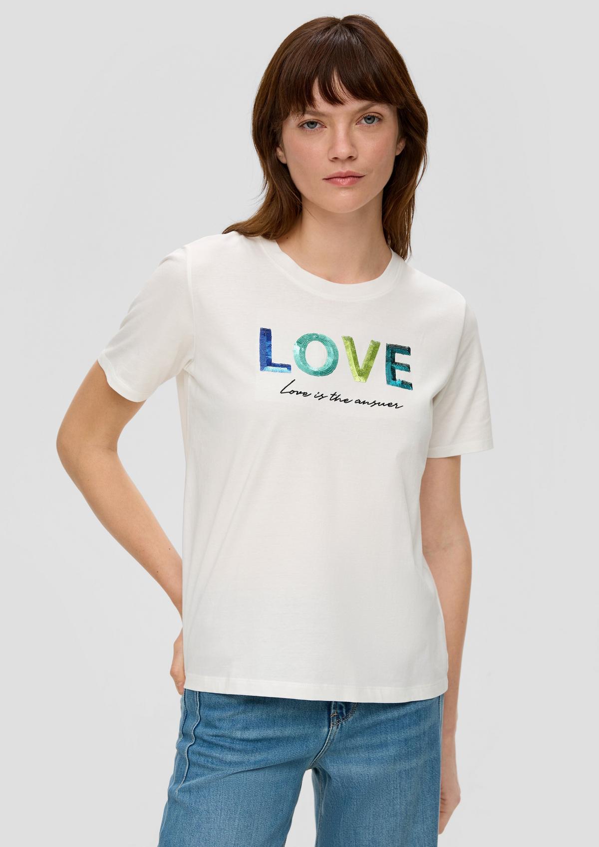 s.Oliver T-shirt en coton orné d’une broderie pailletée