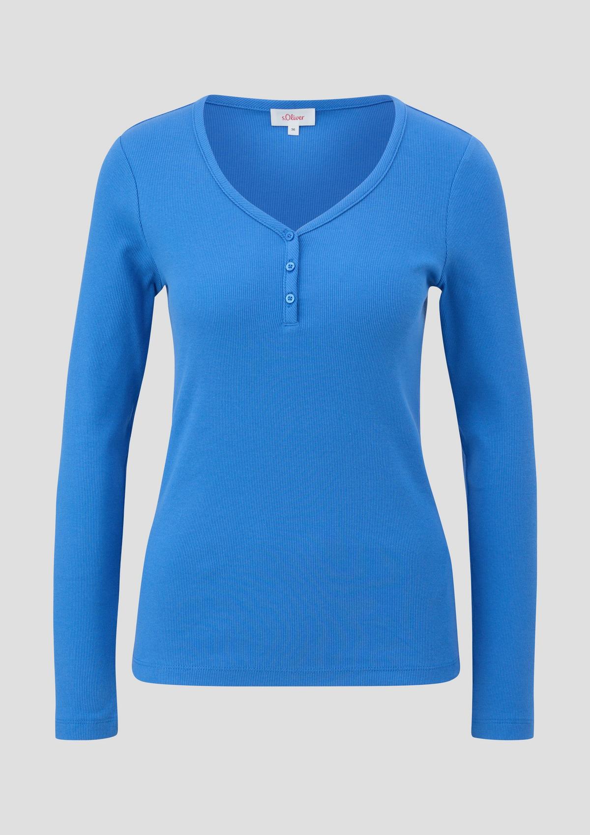 s.Oliver Ribbed top with a button placket