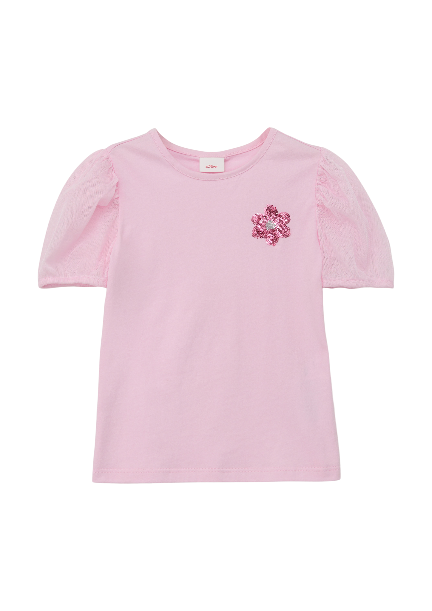 s.Oliver - T-Shirt mit Pailletten-Detail, Kinder, Rosa