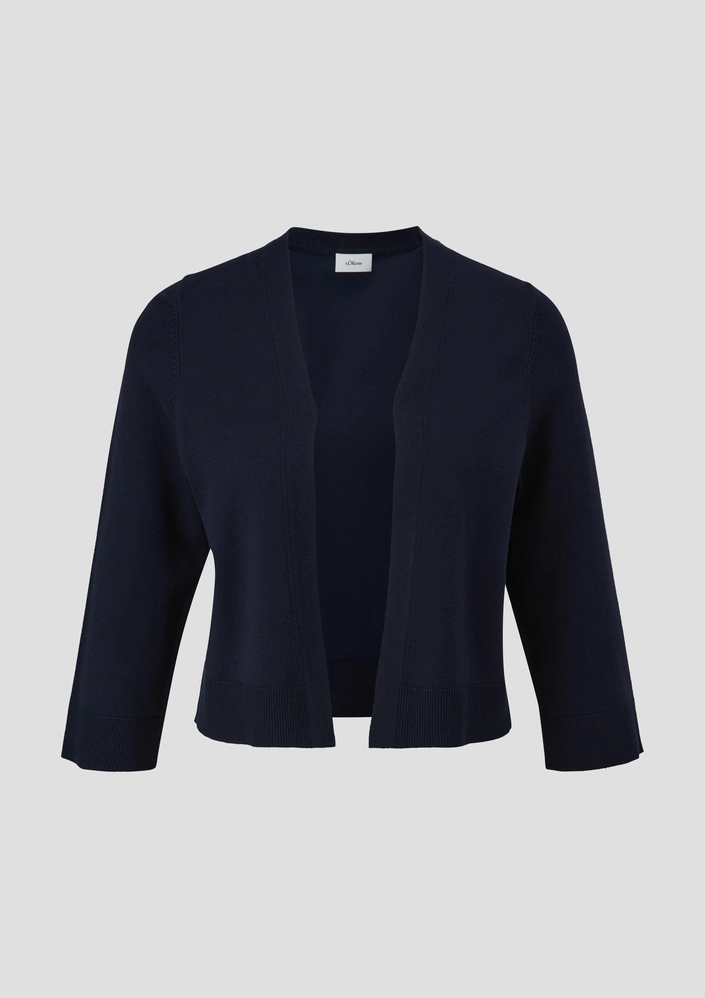 s.Oliver - Kurze Strickjacke mit 3/4-Ärmel, Damen, blau