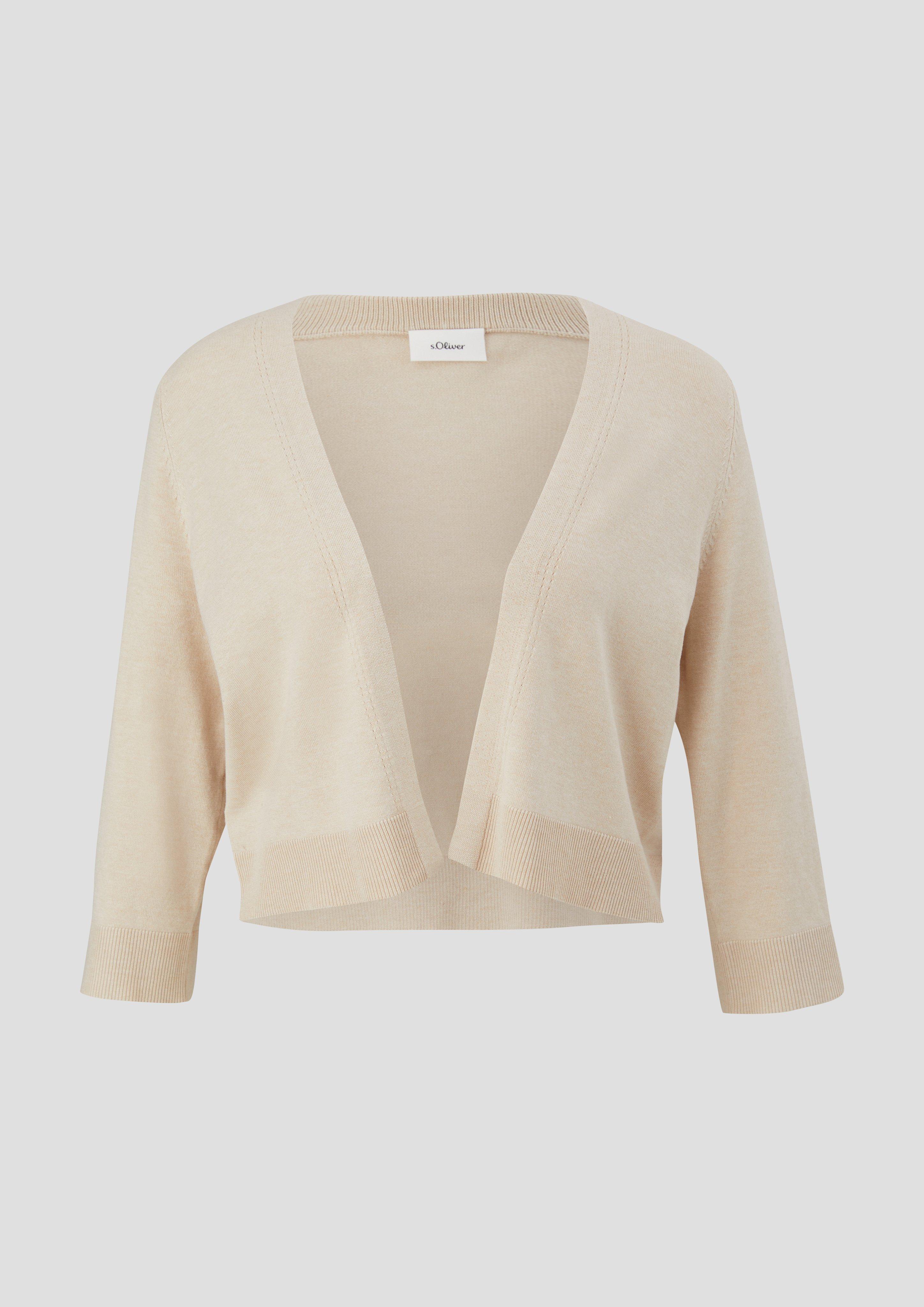 s.Oliver - Kurze Strickjacke mit 3/4-Ärmel, Damen, Beige