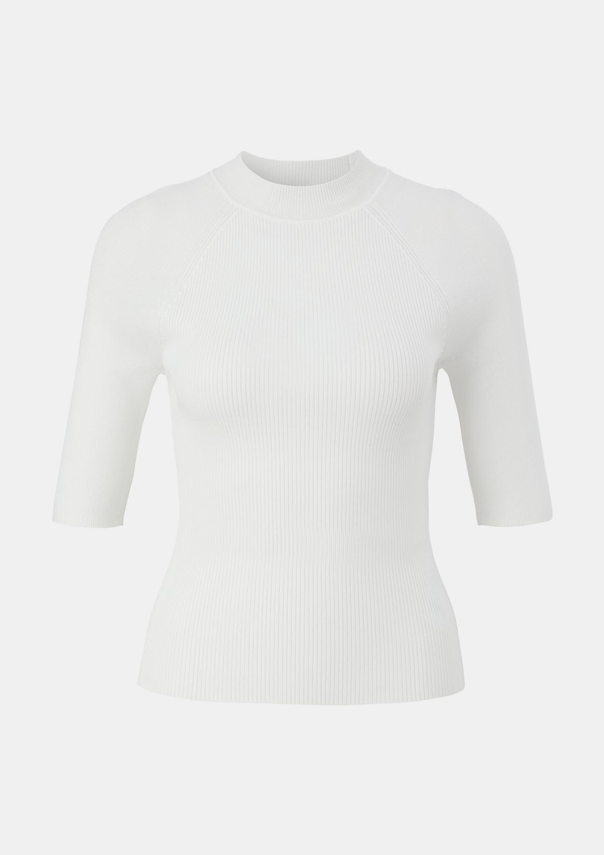 comma Short sleeve ribbed jumper with a stand-up collar