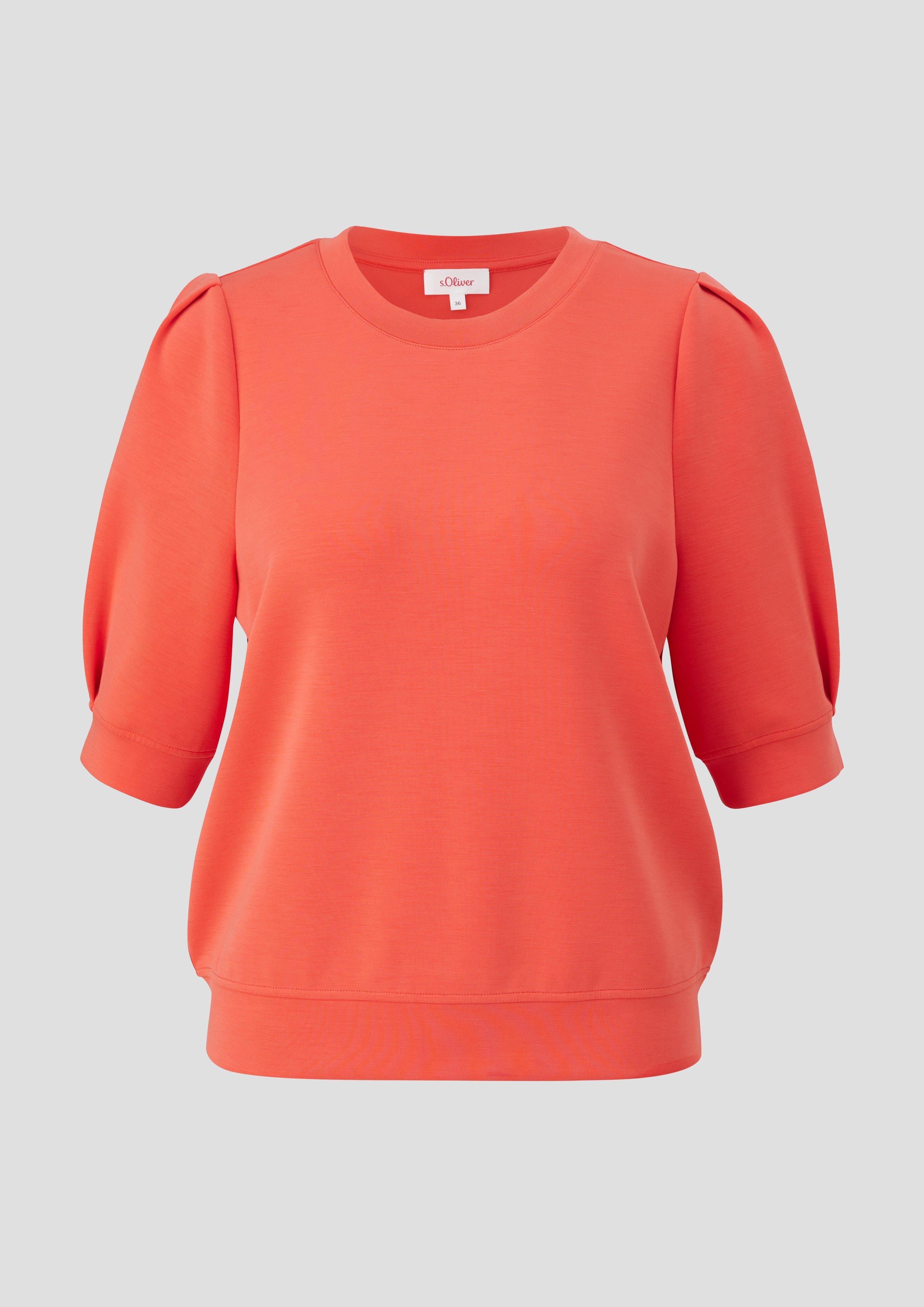 s.Oliver - Kurzarm-Shirt aus Scuba, Damen, Orange