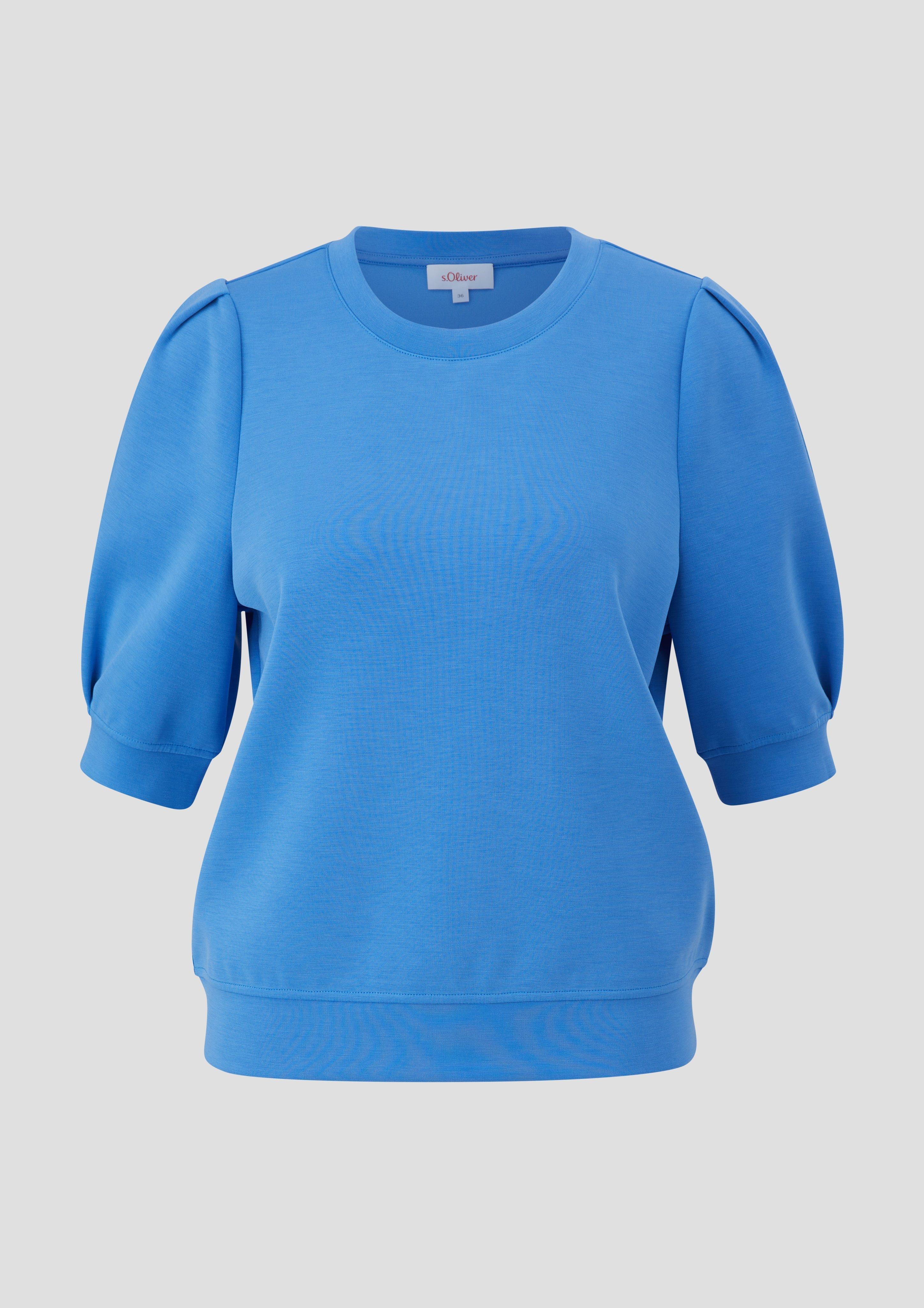 s.Oliver - Kurzarm-Shirt aus Scuba, Damen, blau