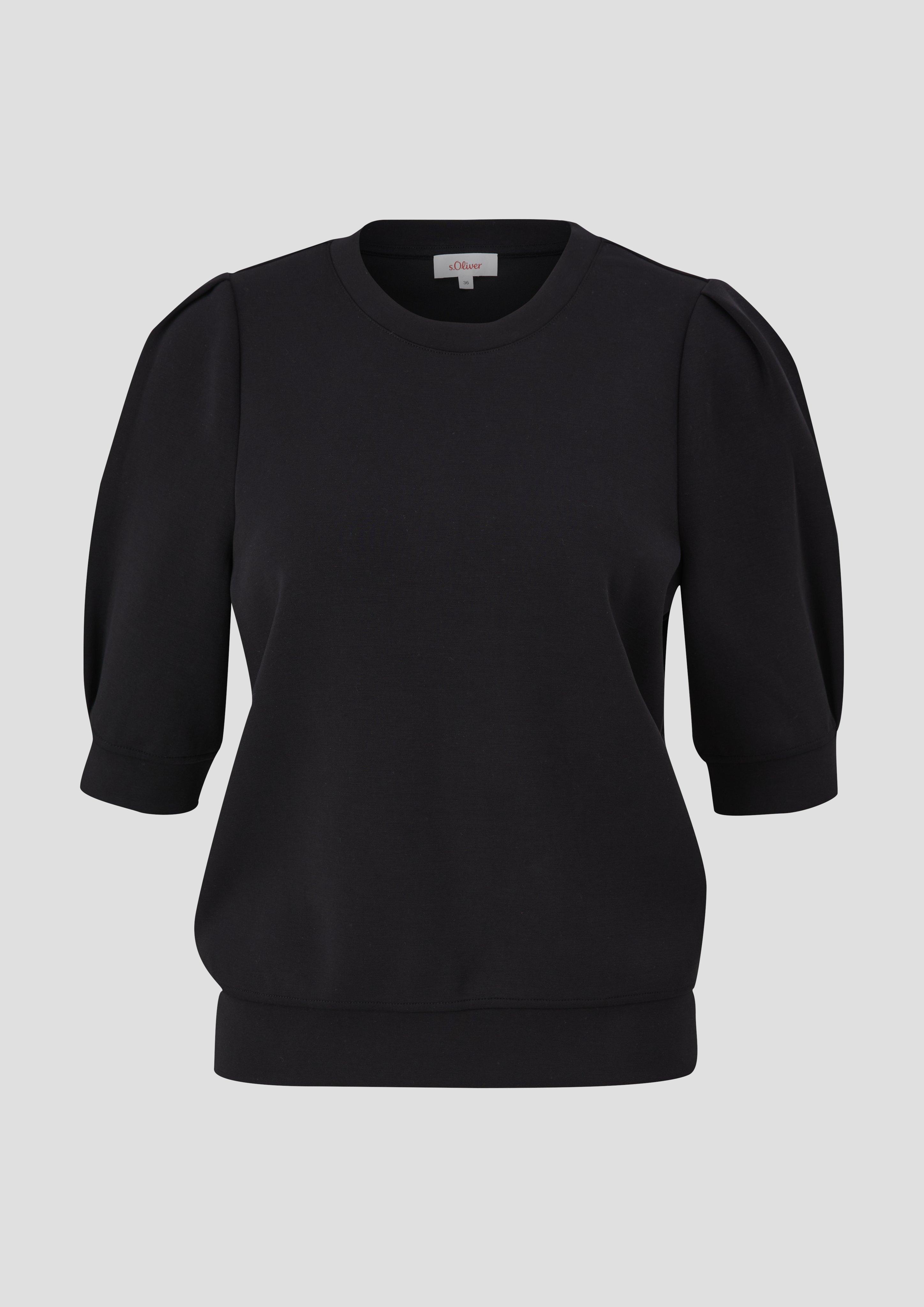 s.Oliver - Kurzarm-Shirt aus Scuba, Damen, schwarz