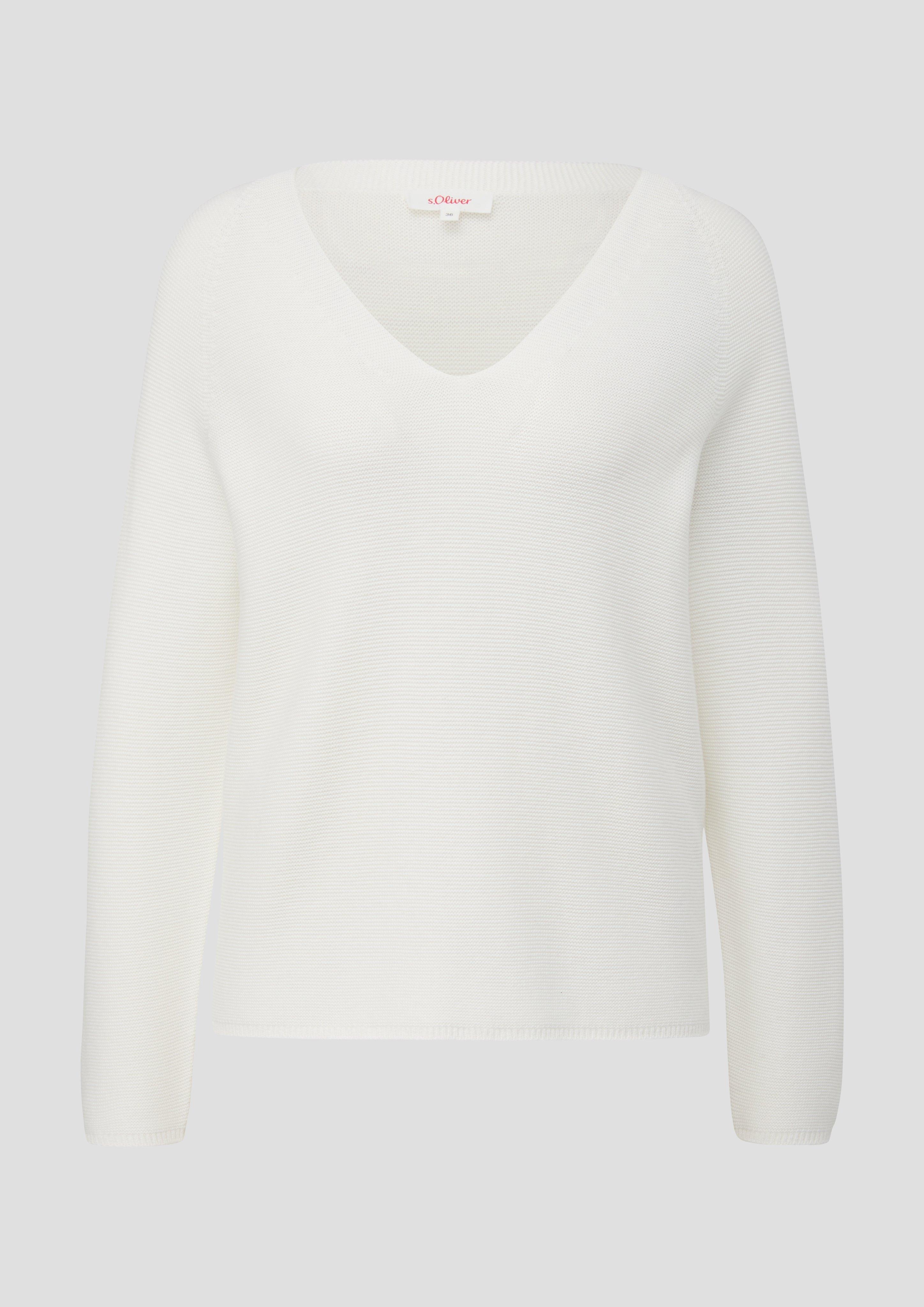 s.Oliver - Pullover mit V-Ausschnitt, Damen, creme