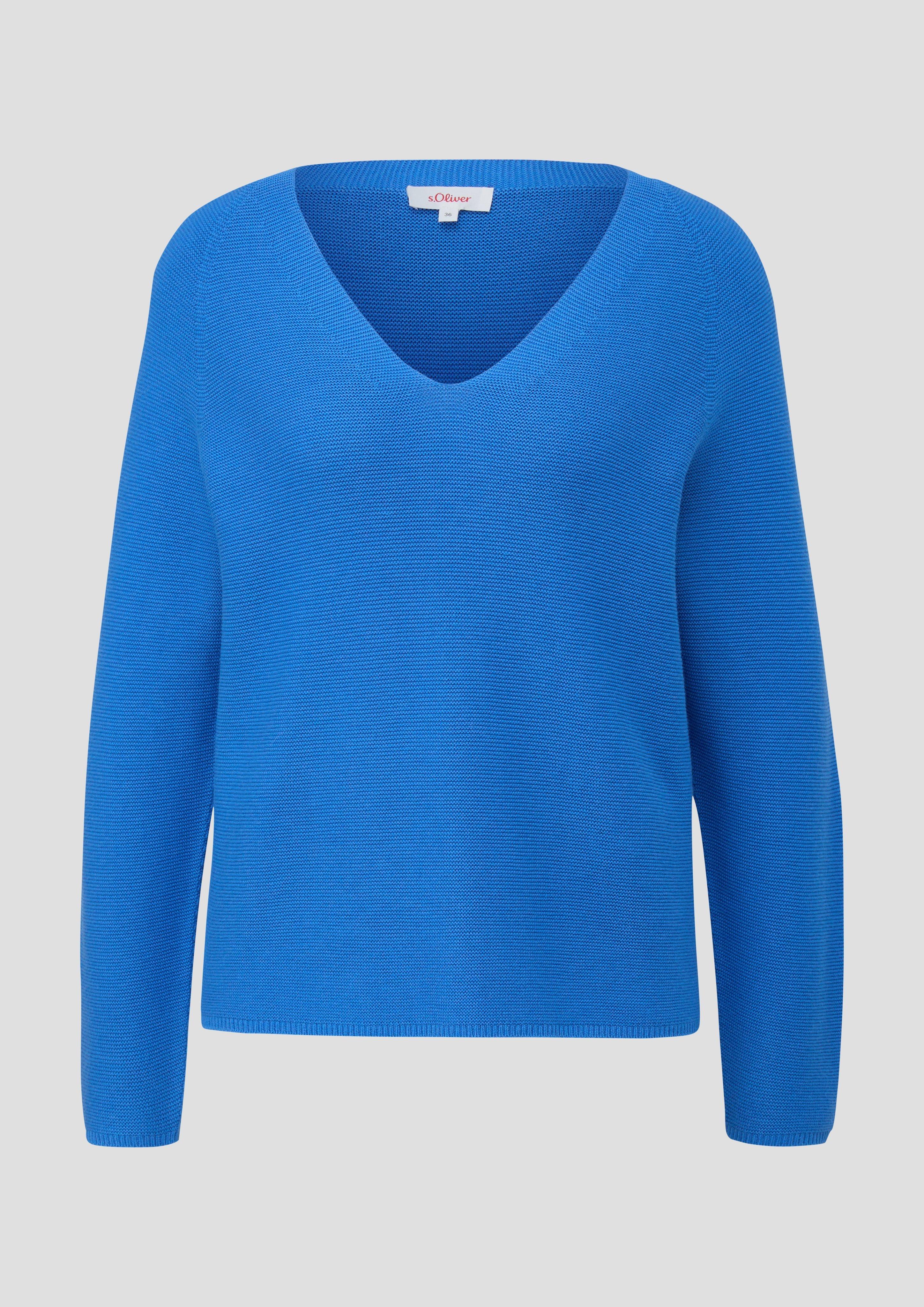 s.Oliver - Pullover mit V-Ausschnitt, Damen, blau