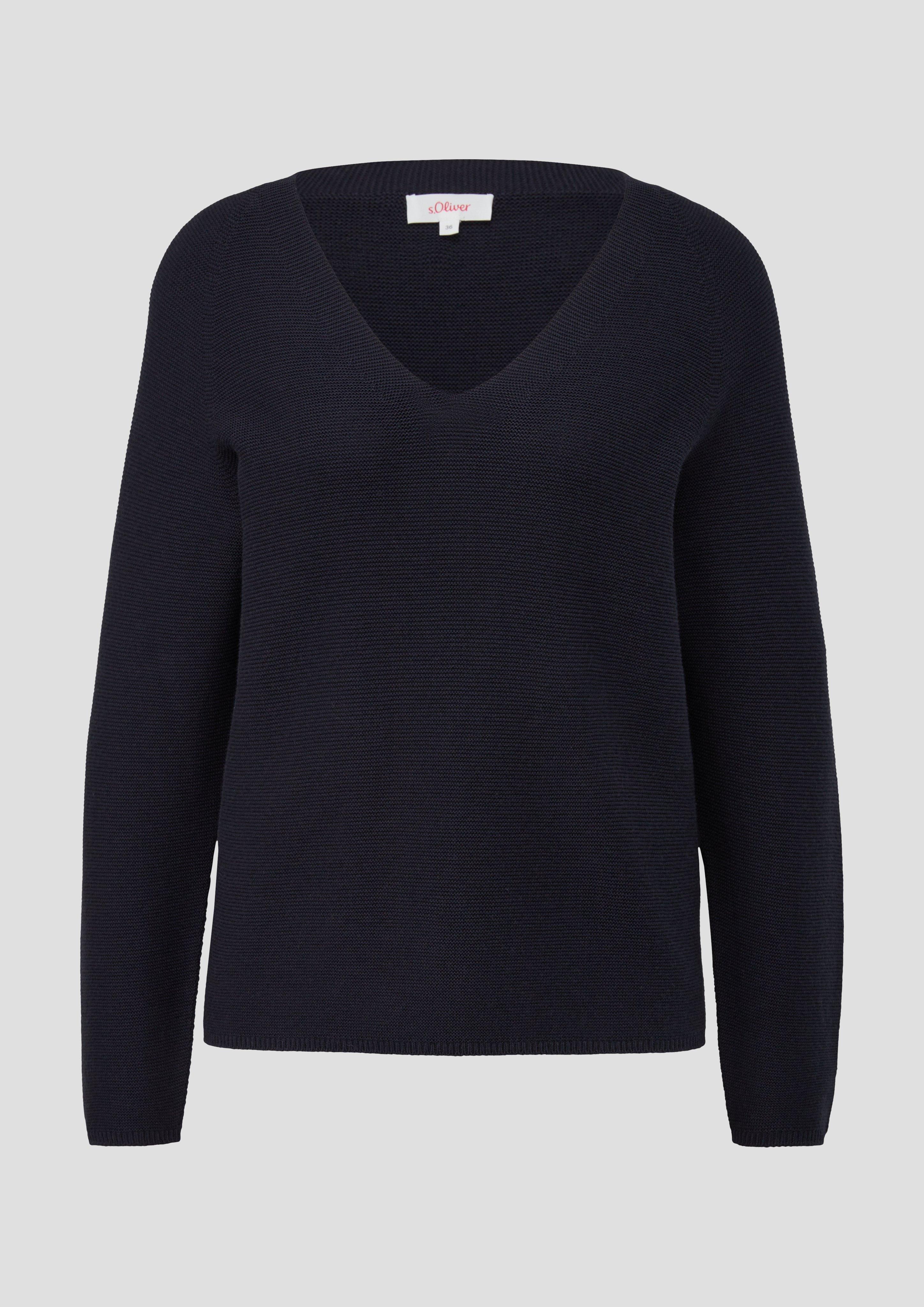 s.Oliver - Pullover mit V-Ausschnitt, Damen, blau