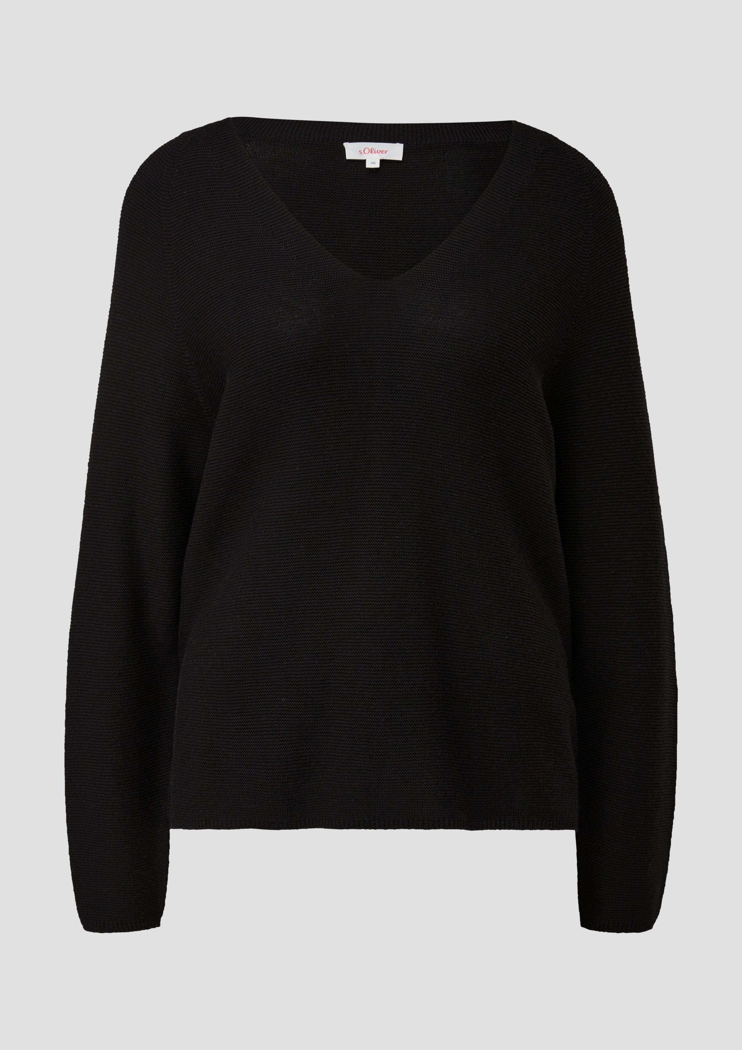 s.Oliver - Pullover mit V-Ausschnitt, Damen, schwarz