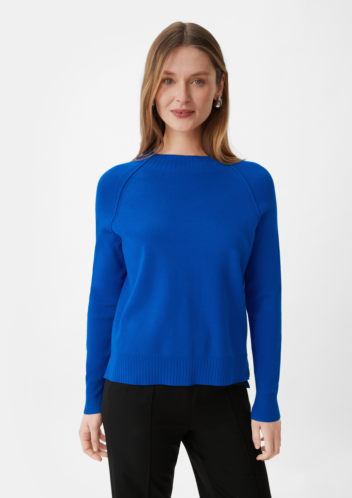 Fine knit jumper with raglan sleeves - royal blue | Comma