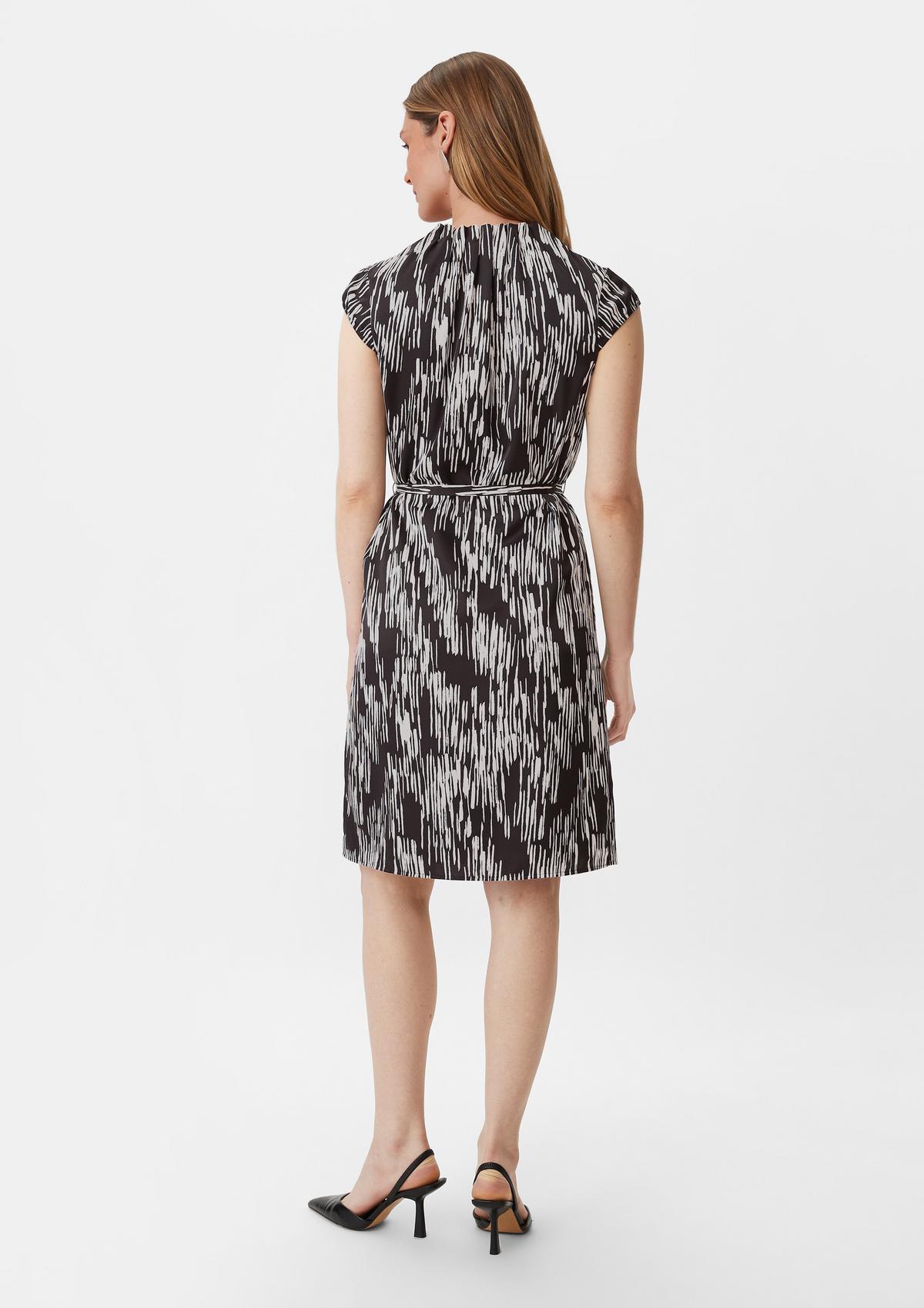 comma Patterned satin dress with gathers