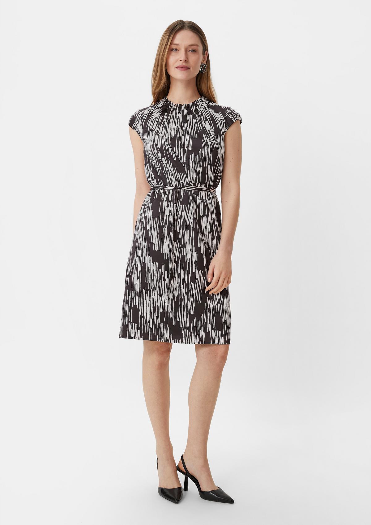 comma Patterned satin dress with gathers