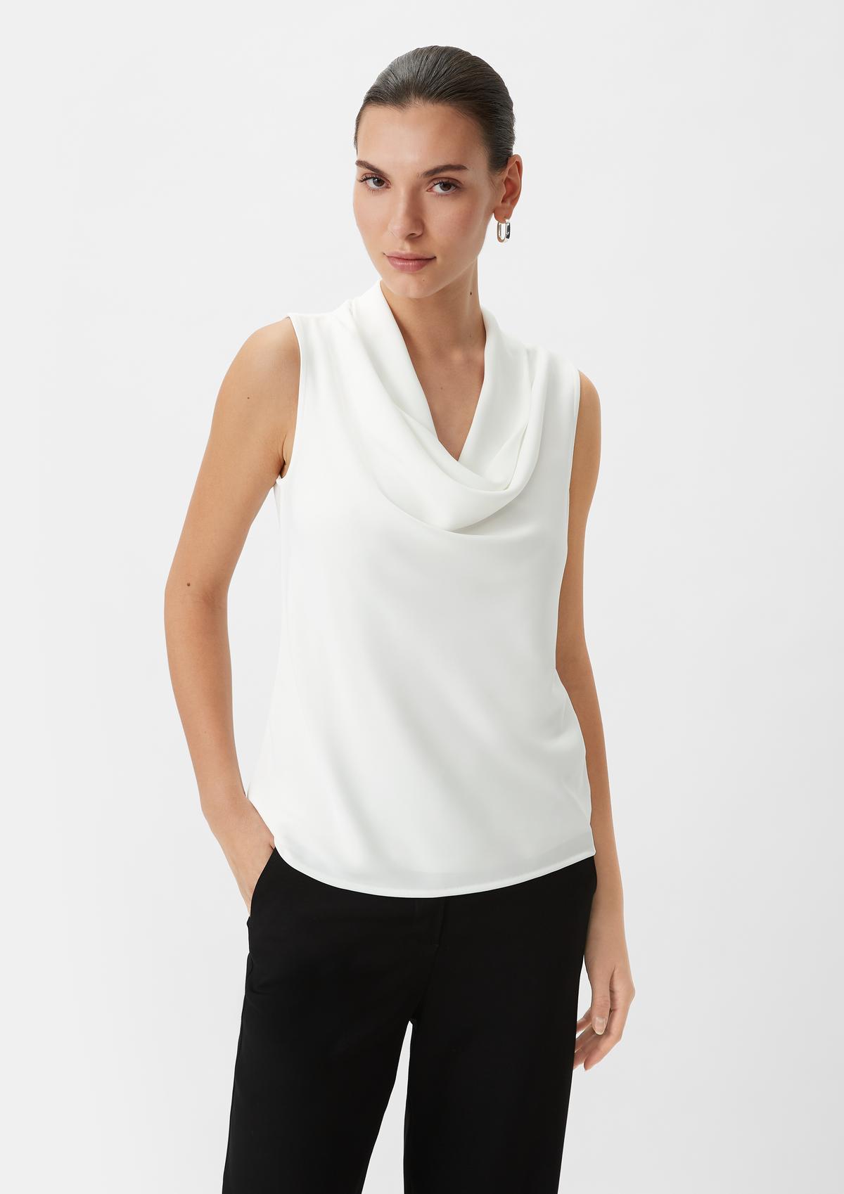 Sleeveless top with a cowl neckline - white | Comma