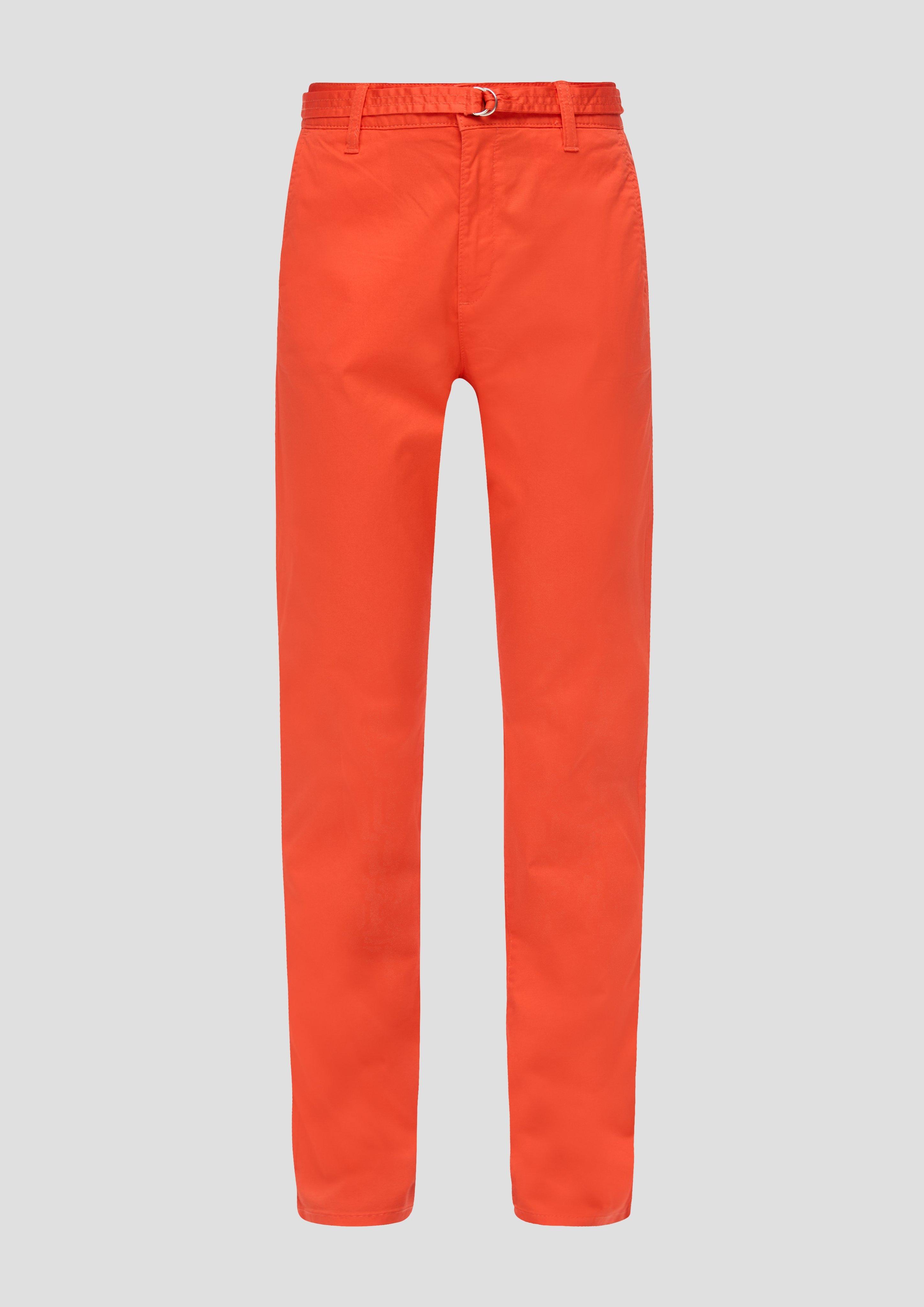 s.Oliver - Regular: Chinohose mit Gürtel, Damen, Orange