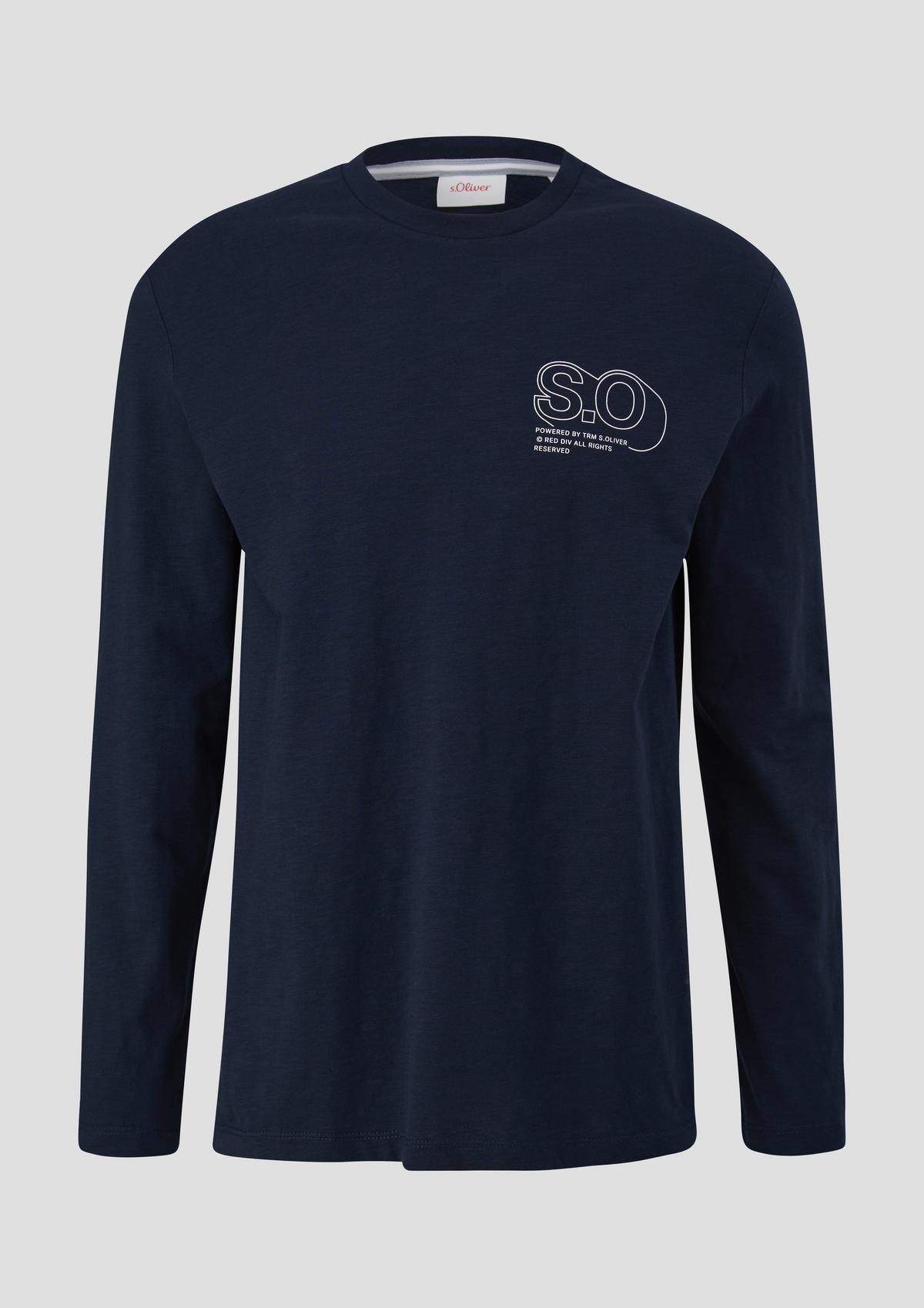 Long sleeve top with logo print blue - a