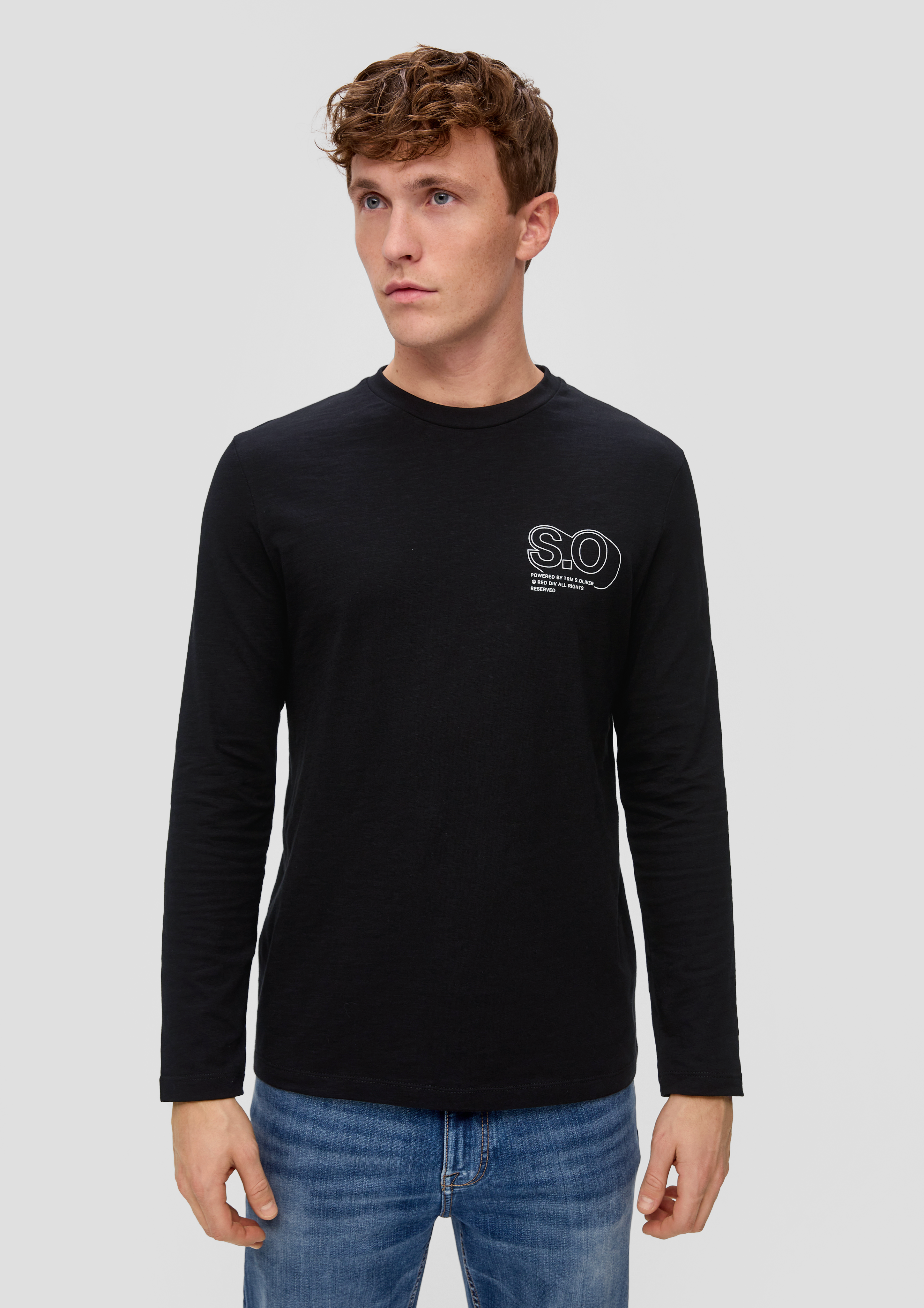 Long sleeve top with a logo print - blue