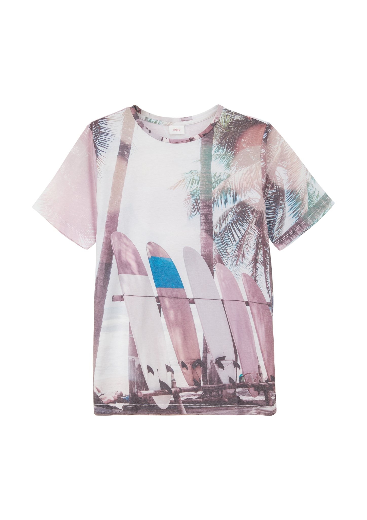 s.Oliver - T-Shirt mit Sublimation-Print, Jungen, creme|mehrfarbig|weiß