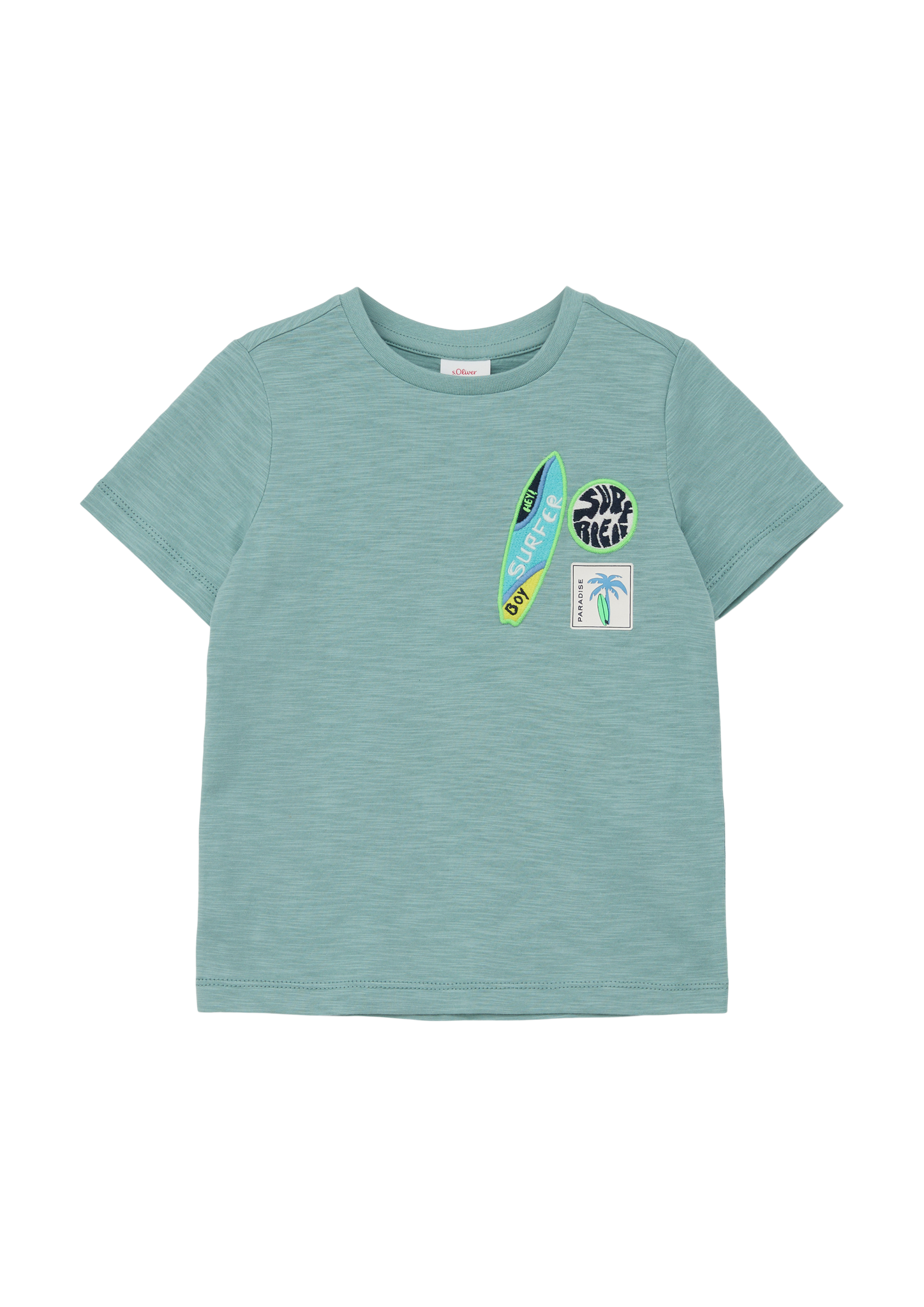 s.Oliver - T-Shirt mit Flammgarn-Struktur, Kinder, Blau