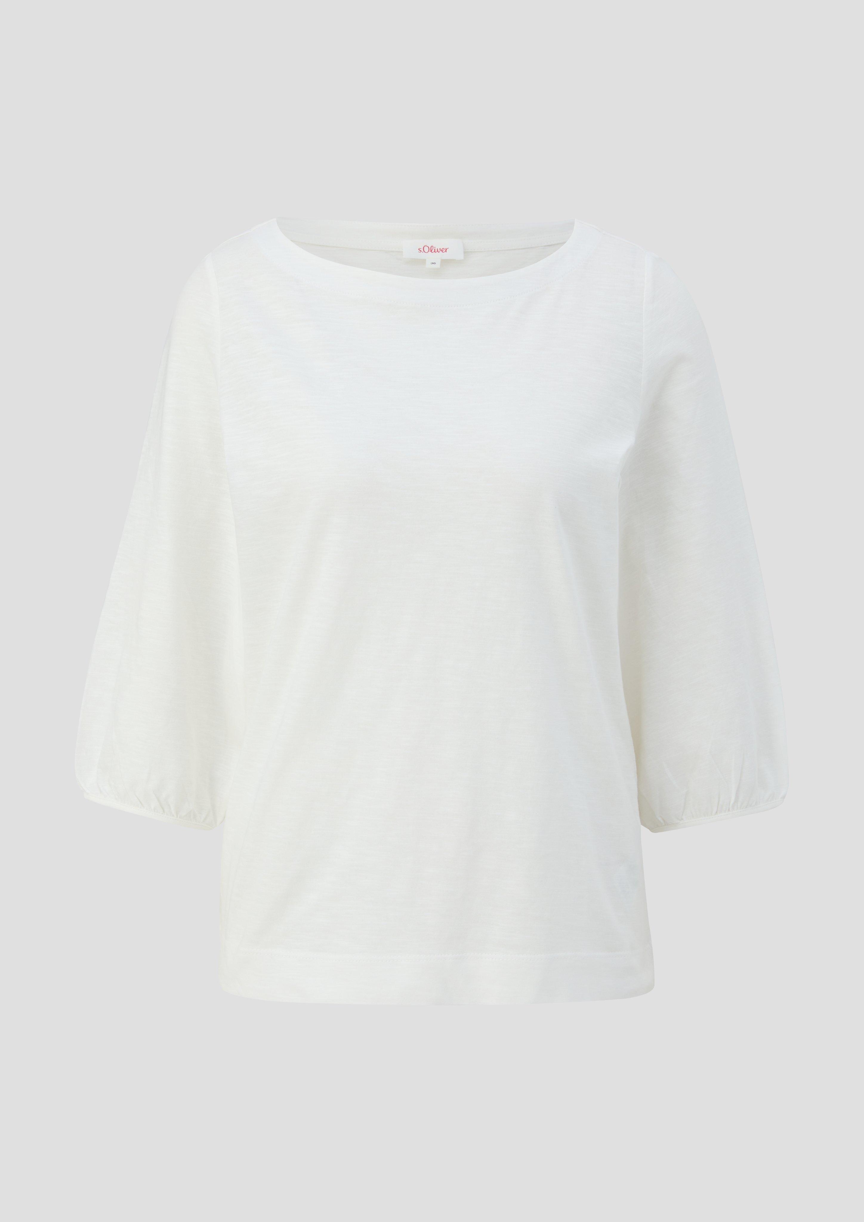 s.Oliver - Baumwollshirt mit Puffärmeln, Damen, creme