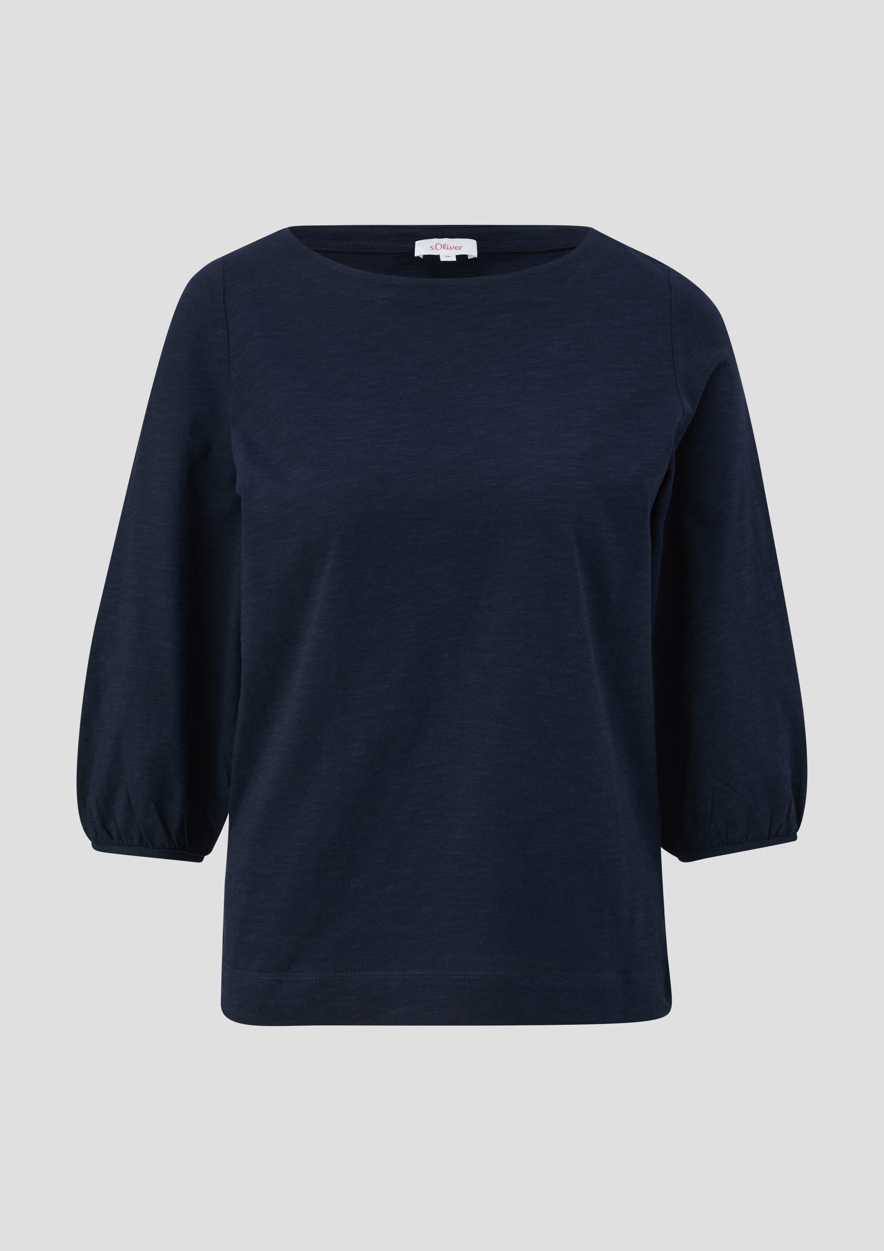 s.Oliver - Baumwollshirt mit Puffärmeln, Damen, blau