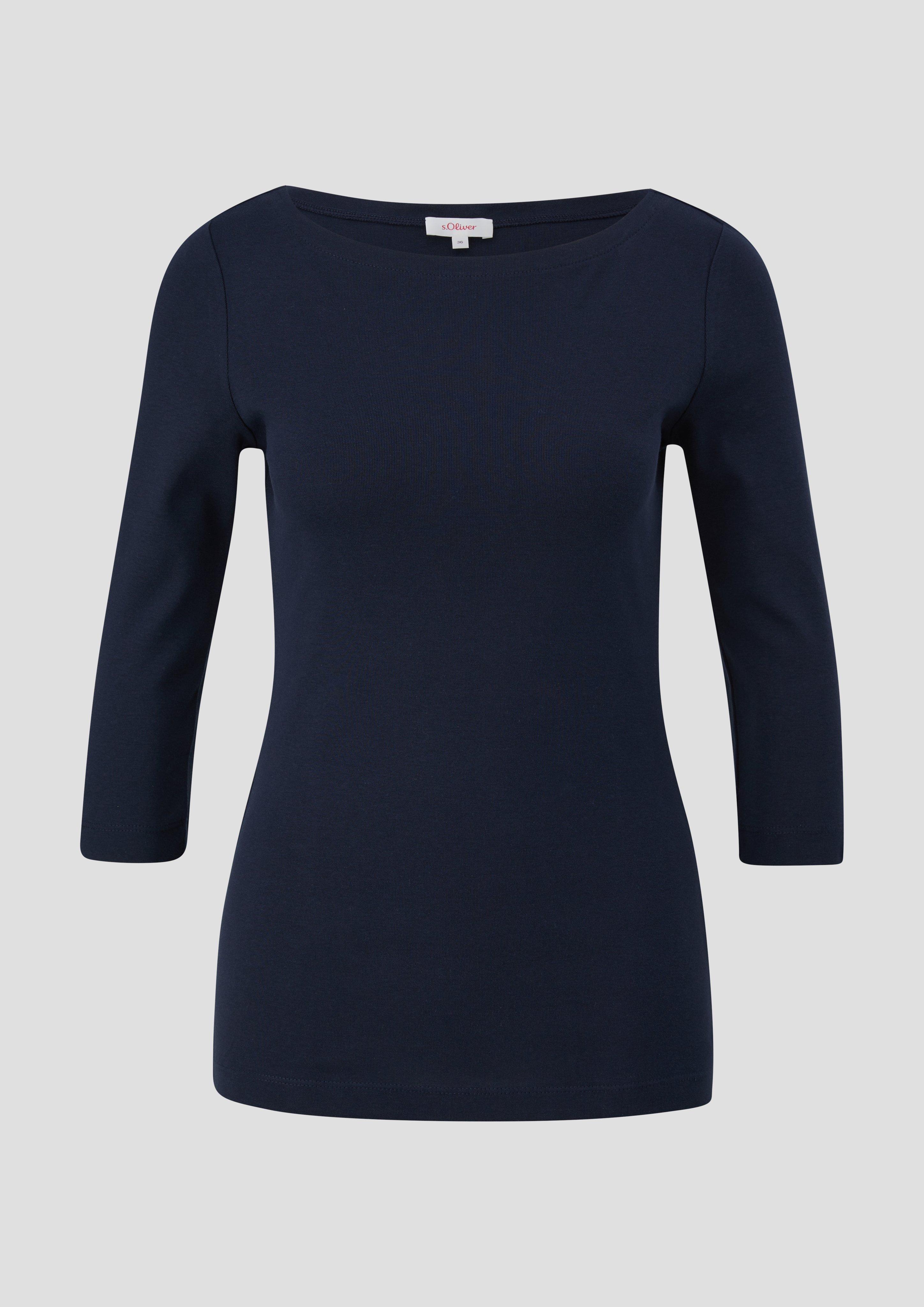 s.Oliver - Rippshirt mit 3/4-Ärmeln, Damen, blau