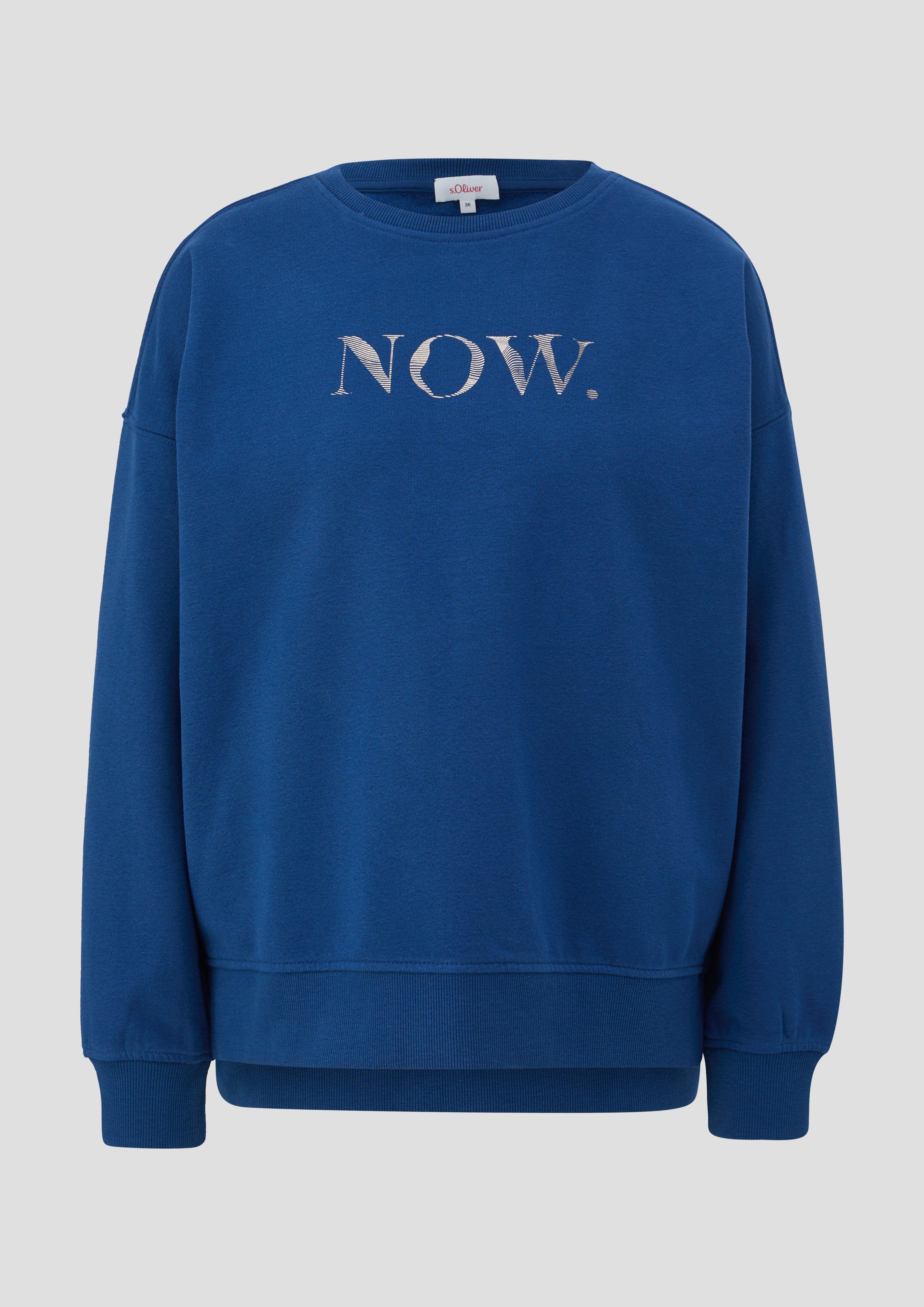 s.Oliver - Sweatshirt mit Statement-Print, Damen, blau