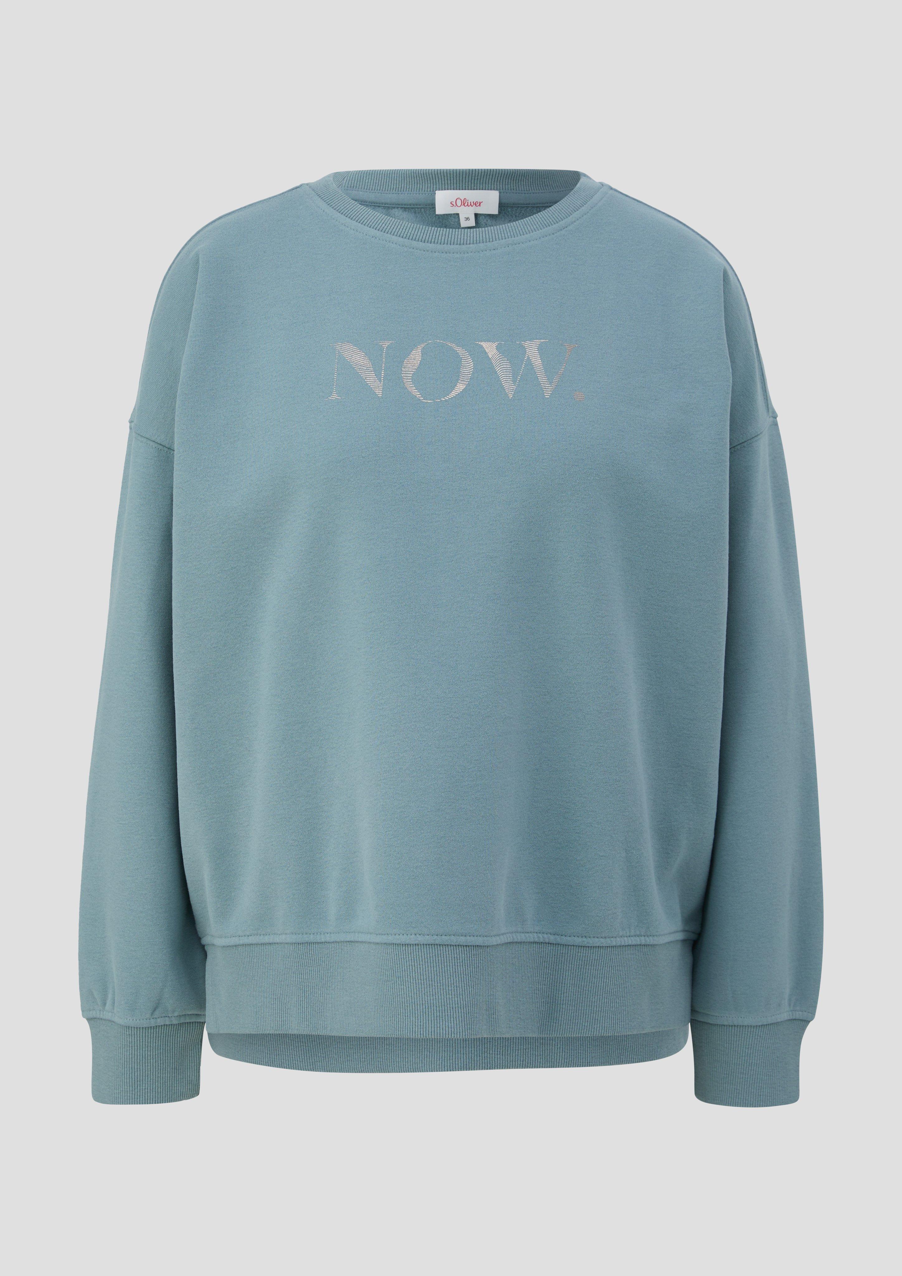 s.Oliver - Sweatshirt mit Statement-Print, Damen, Blau