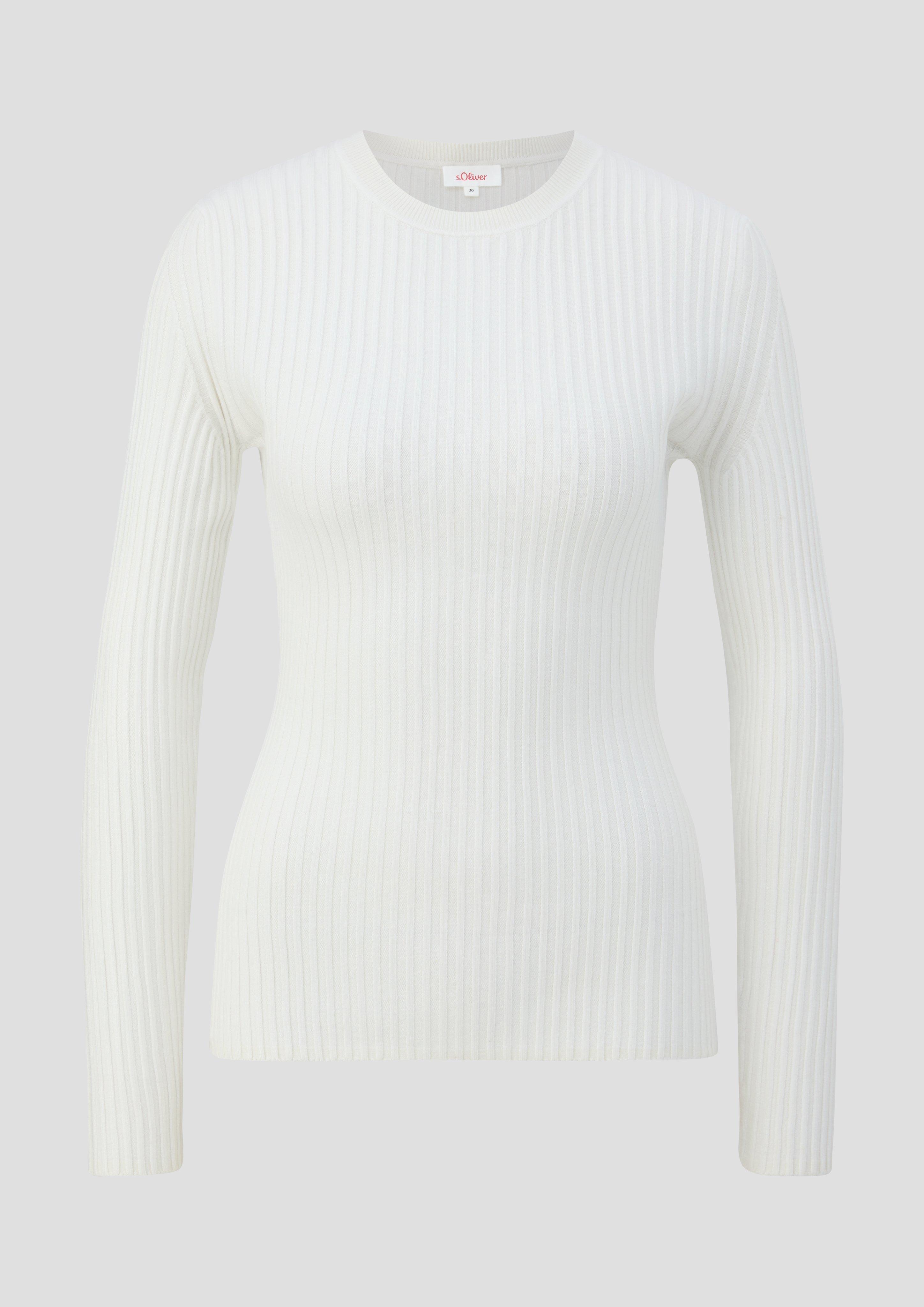 s.Oliver - Rippstrickpullover aus Viskosemix, Damen, creme