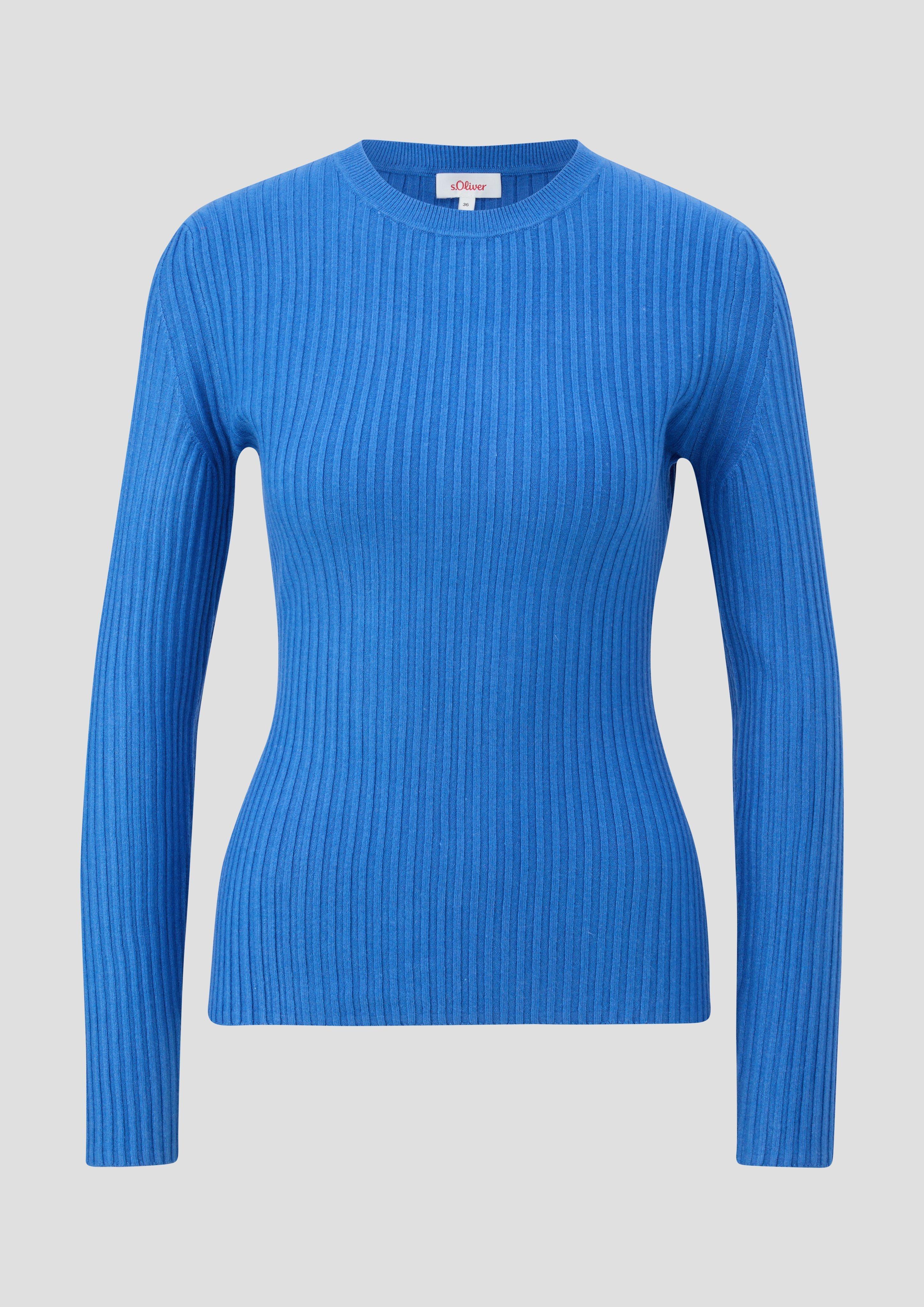 s.Oliver - Rippstrickpullover aus Viskosemix, Damen, blau