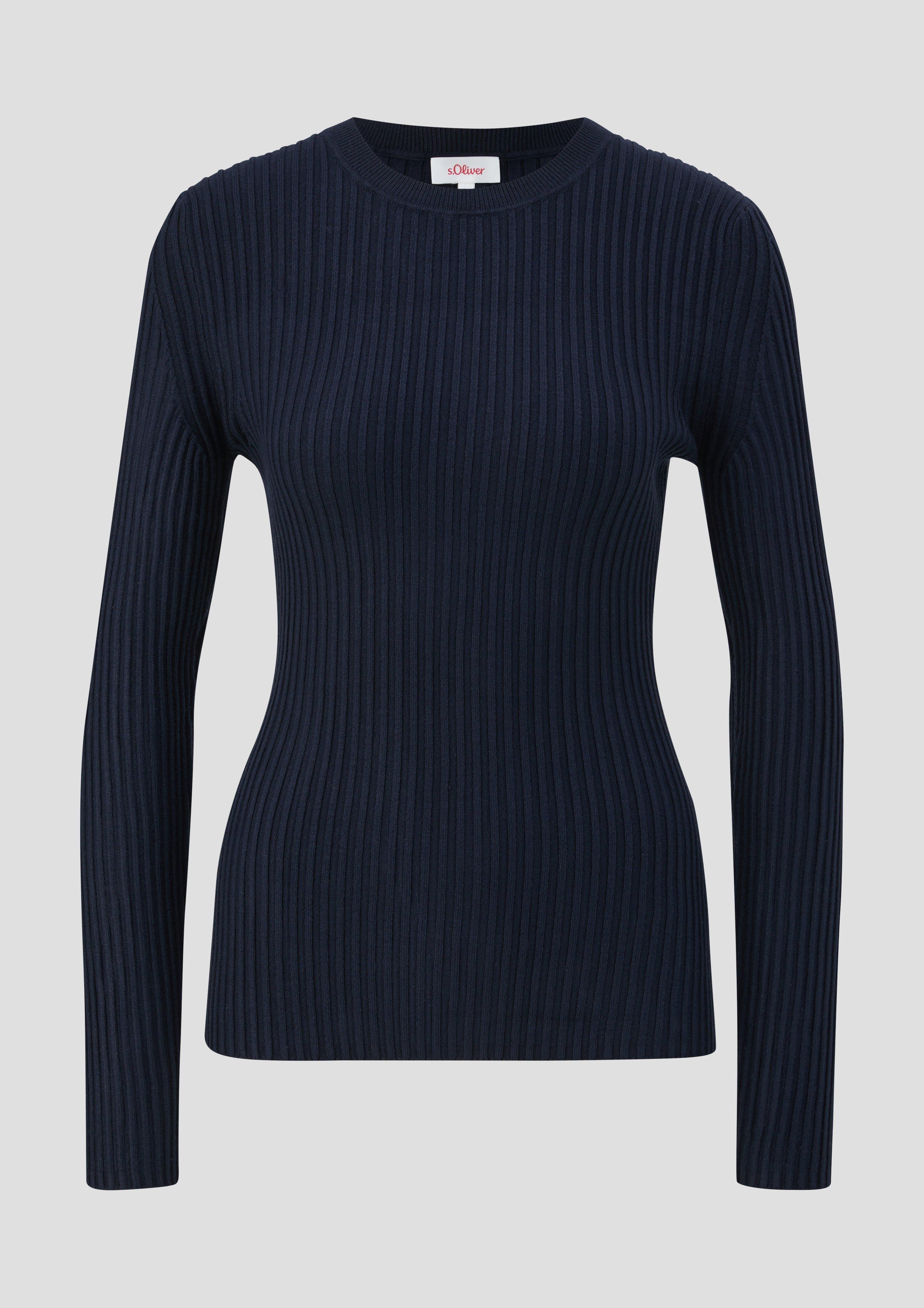 s.Oliver - Rippstrickpullover aus Viskosemix, Damen, blau