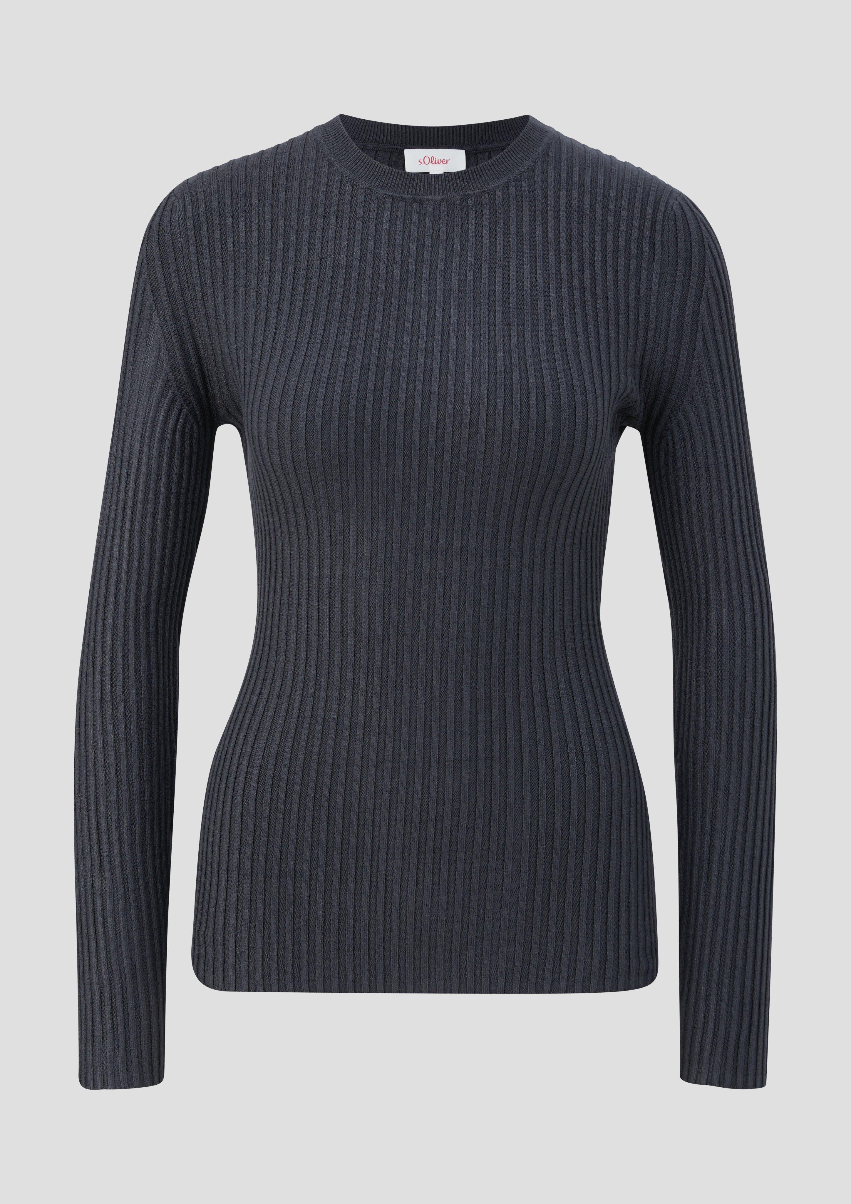 s.Oliver - Rippstrickpullover aus Viskosemix, Damen, grau