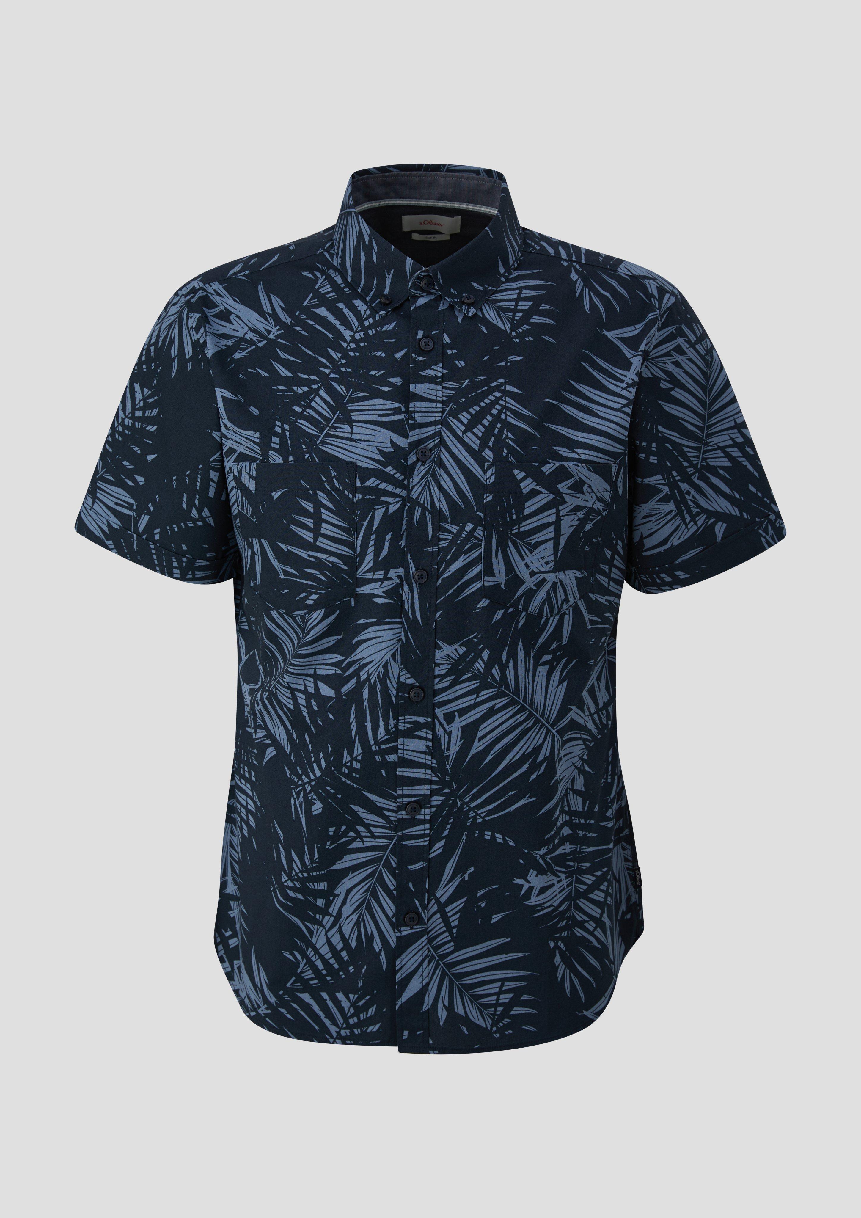 s.Oliver - Kurzarmhemd mit Button-Down-Kragen, Herren, blau