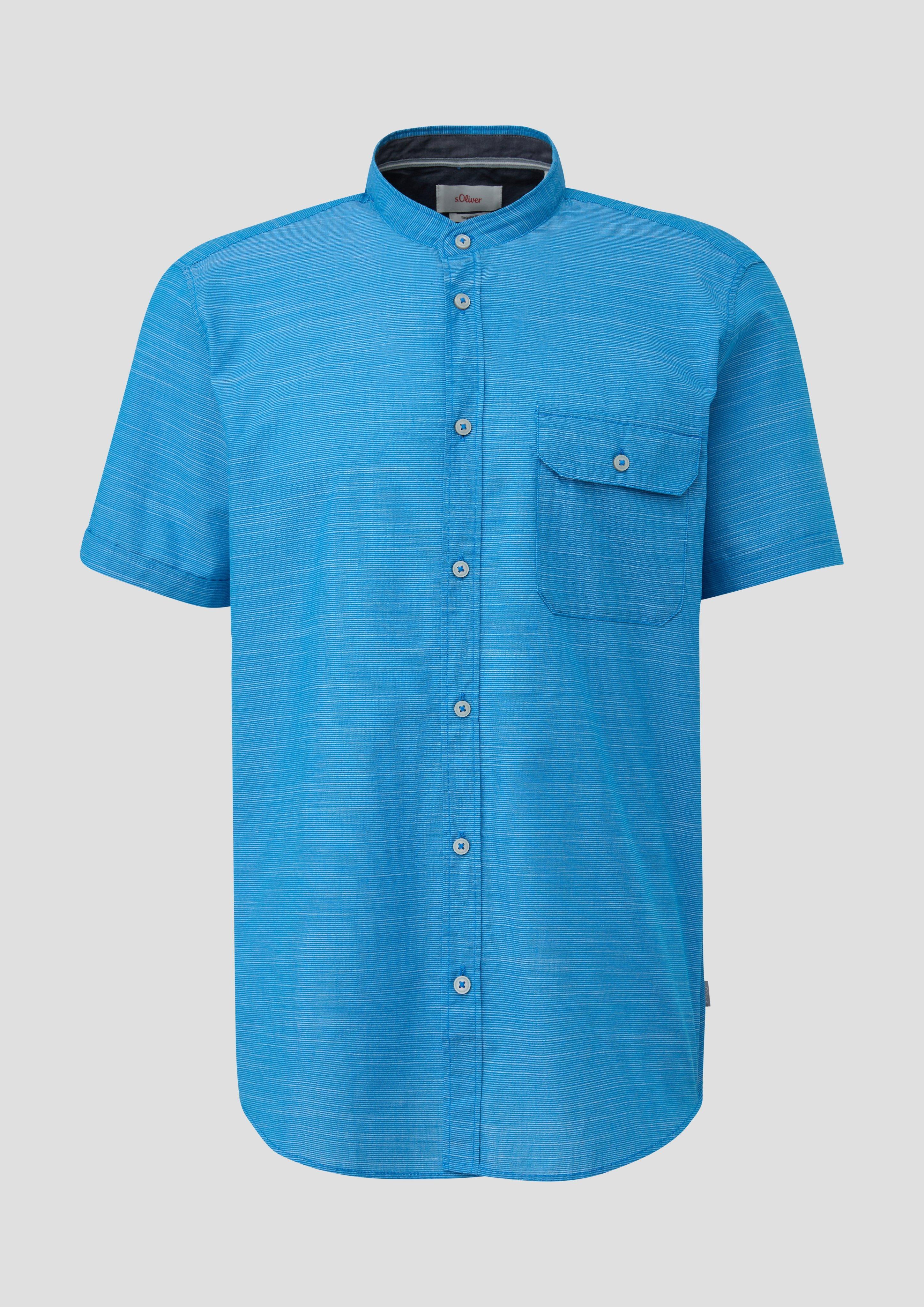s.Oliver Regular Fit: Hemd mit Stehkragen aus leichtem Strukturmaterial