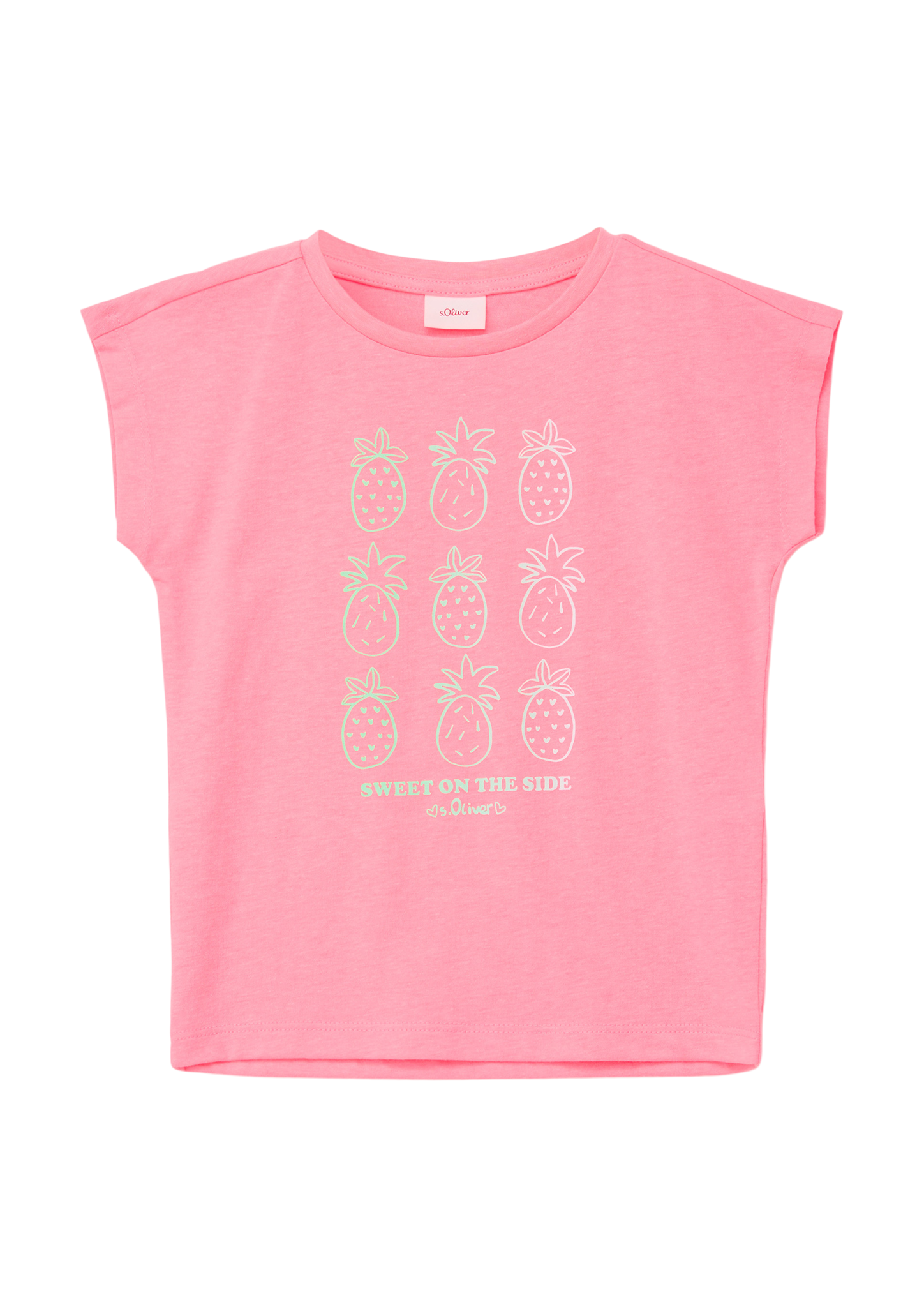 s.Oliver - T-Shirt mit überschnittenen Schultern und Frontprint, Kinder, Rosa