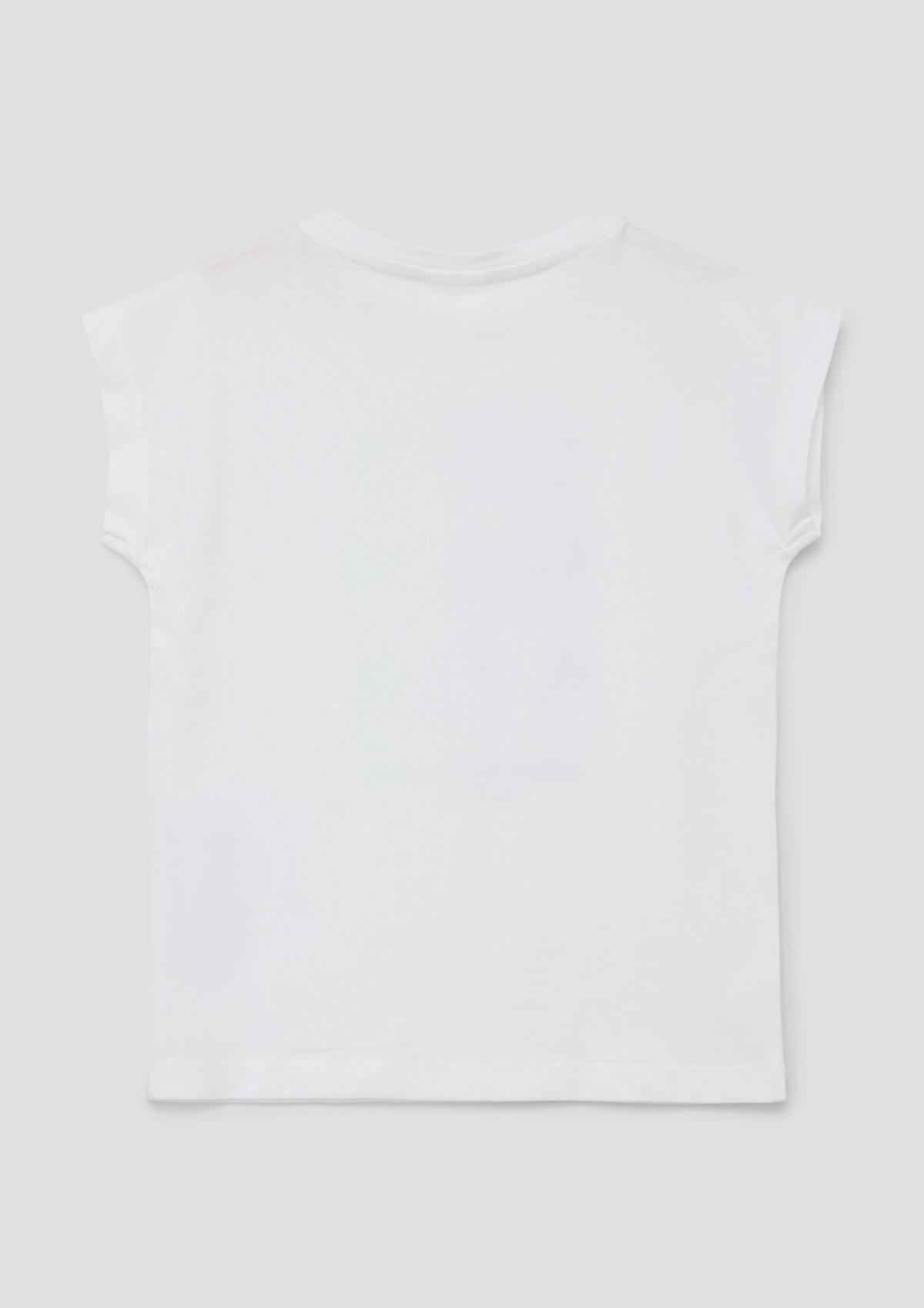 s.Oliver T-shirt à épaules tombantes et imprimé sur le devant
