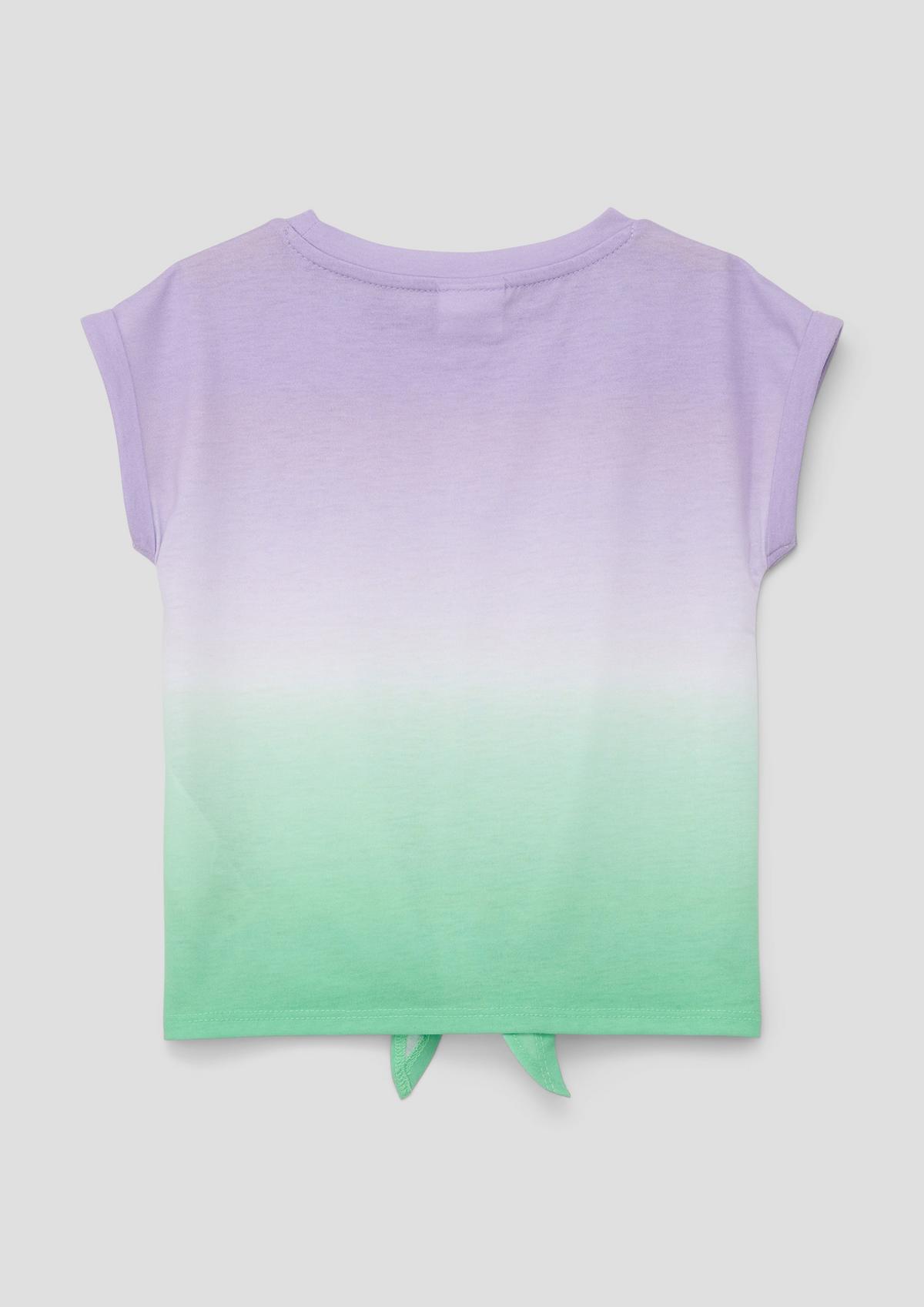 s.Oliver T-shirt with graduated colours and a knotted detail