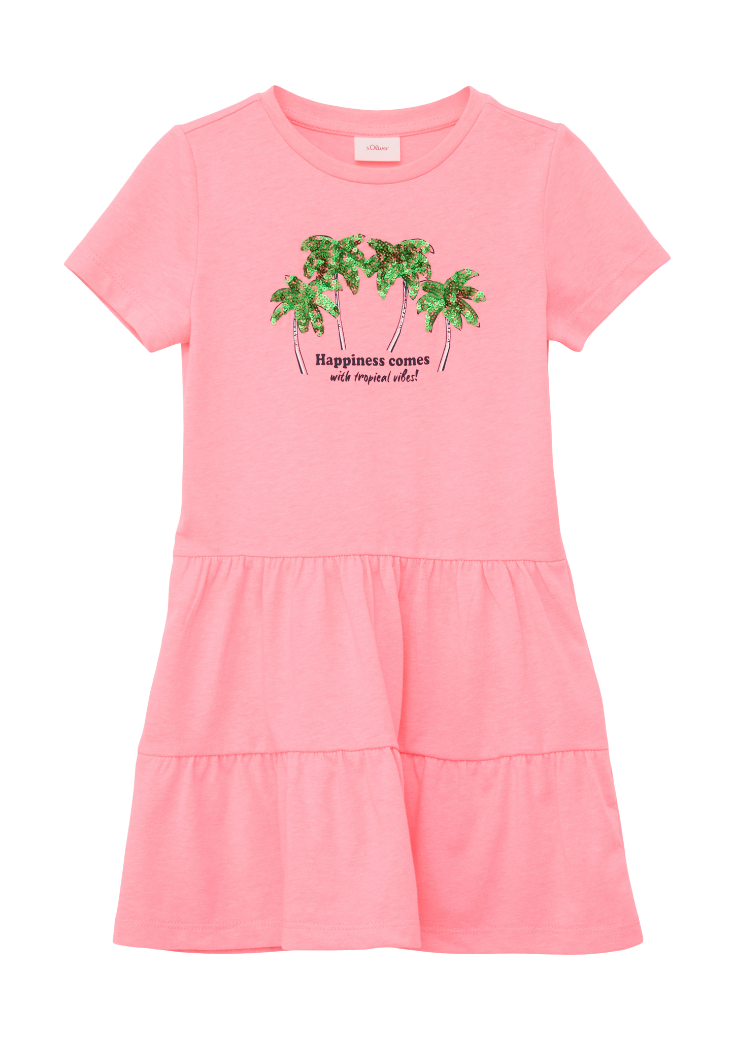 Thumbnail - s.Oliver - Kurzes Kleid mit Pailletten-Applikation, Kinder, Rosa