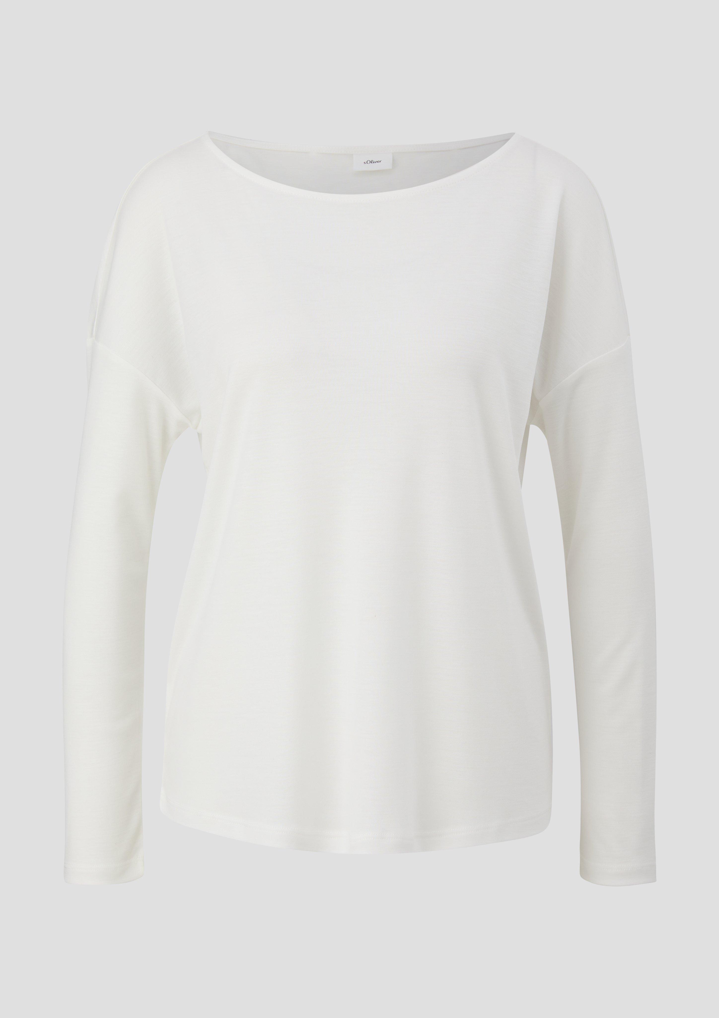 s.Oliver - Langarmshirt mit überschnittenen Schultern, Damen, creme