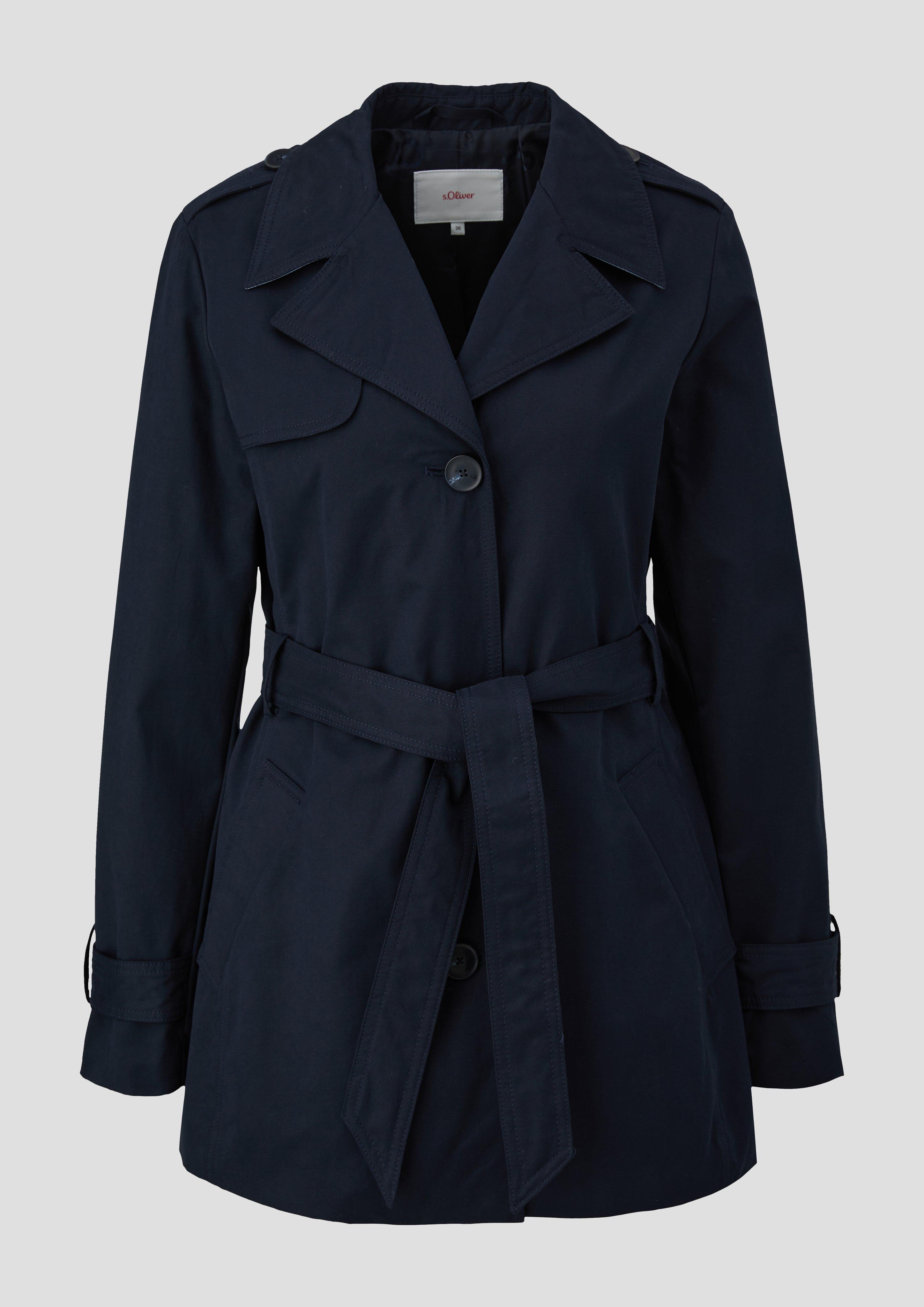 s.Oliver - Wasserabweisender Trenchcoat mit Twillfutter, Damen, blau