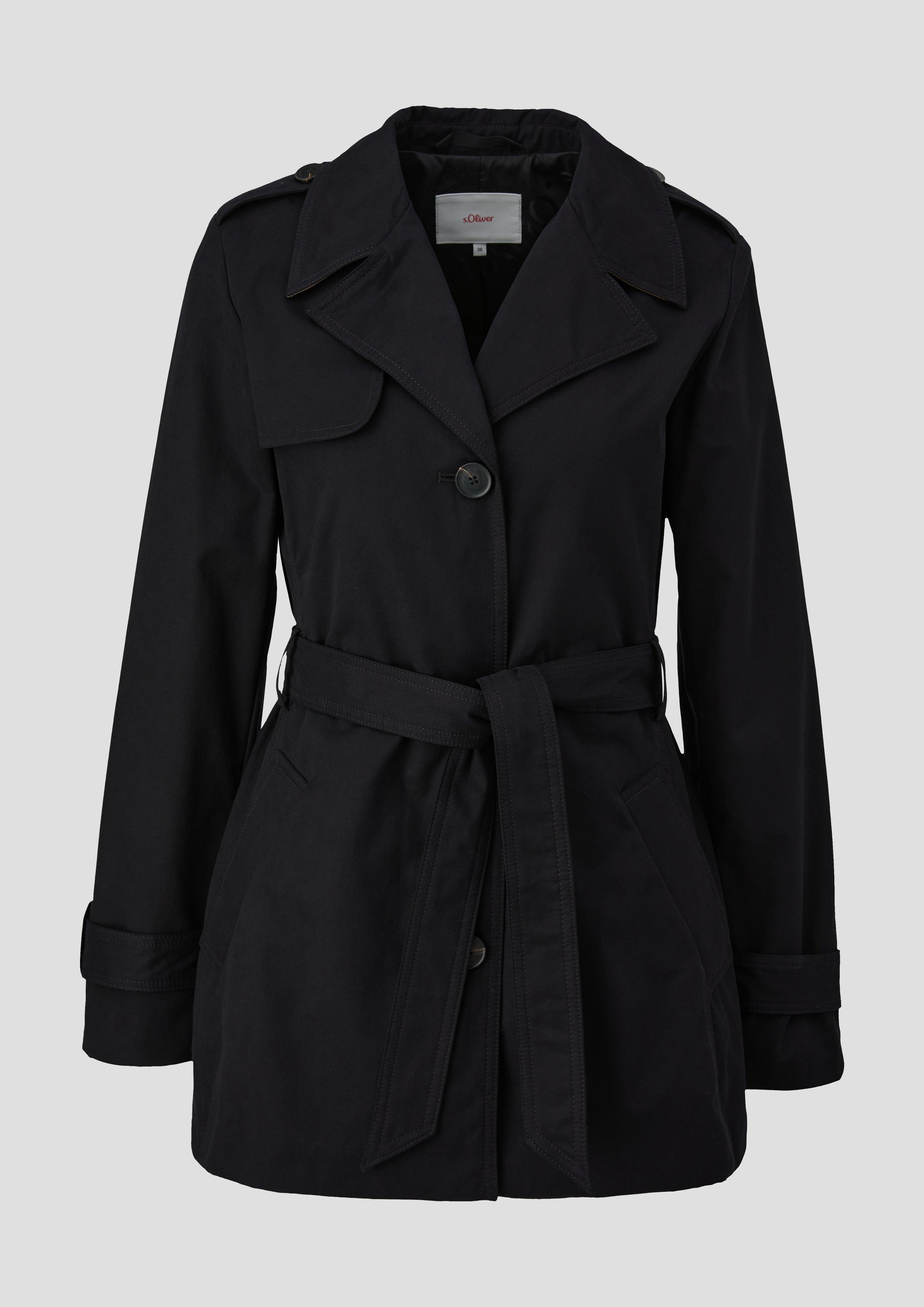 s.Oliver - Wasserabweisender Trenchcoat mit Twillfutter, Damen, schwarz