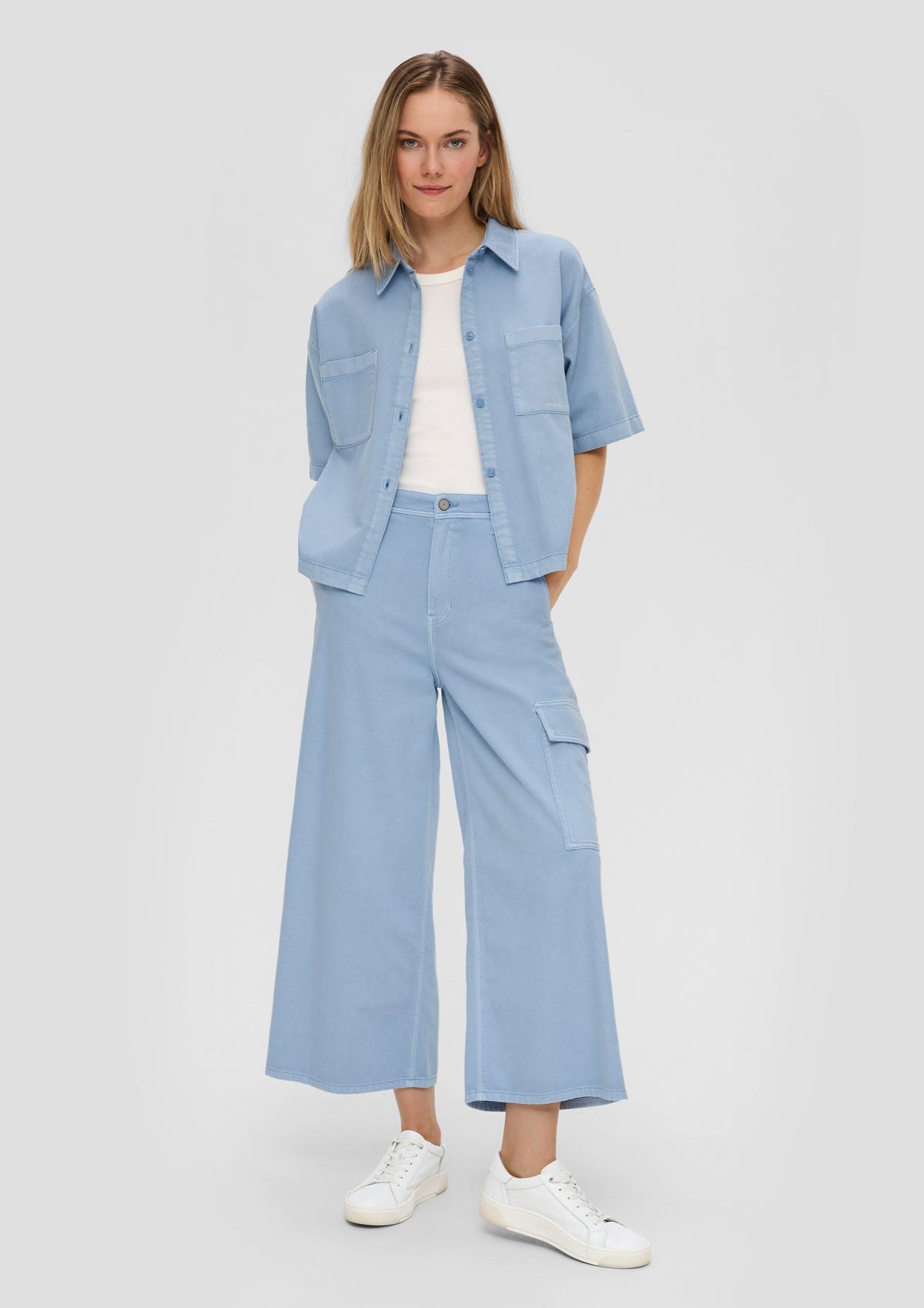 Culotte-Jeans Suri / High Rise / Wide Leg mit Cargo-Tasche und Logo-Patch