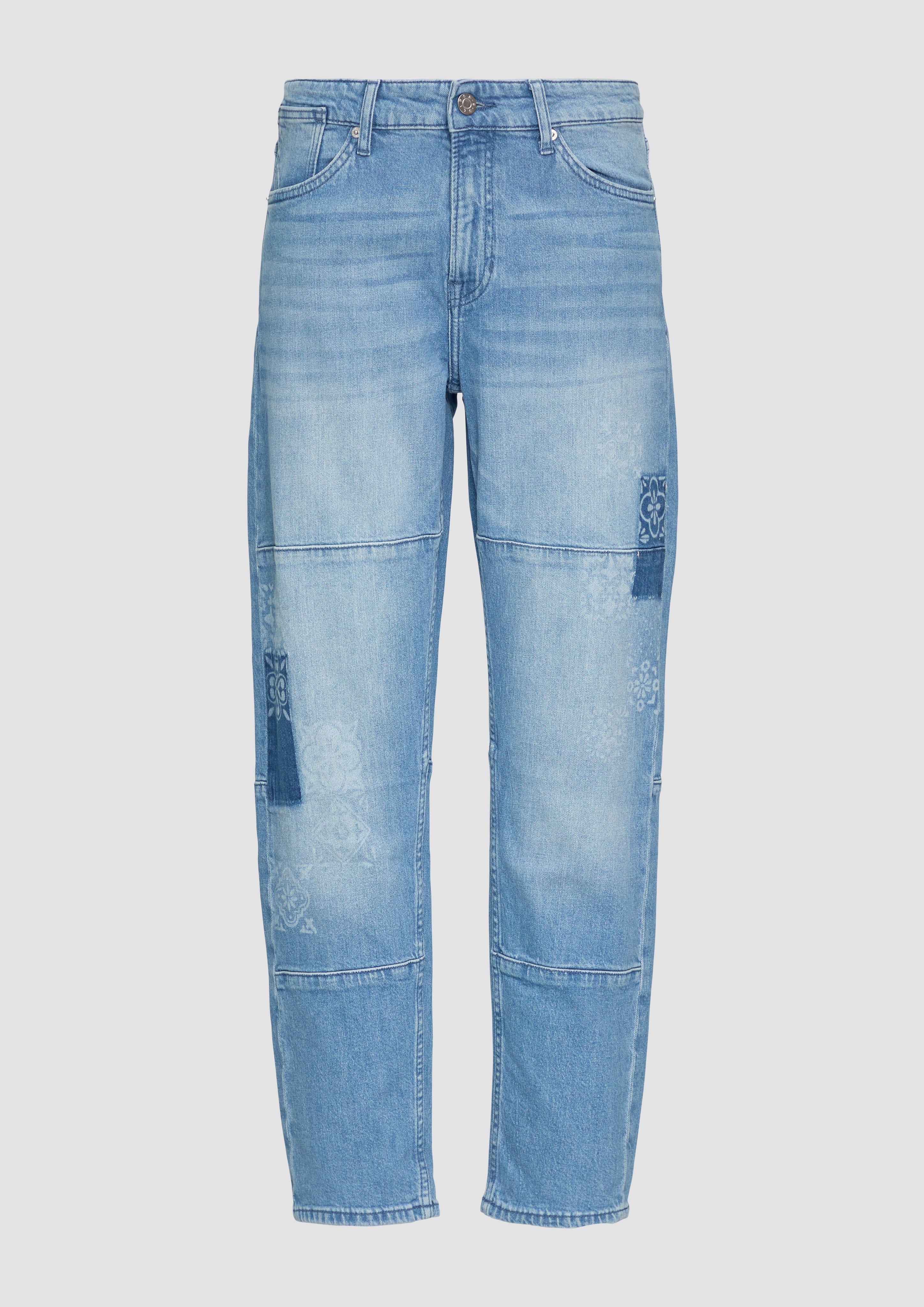 s.Oliver Ankle-Jeans Franciz / Relaxed Fit / Mid Rise / Tapered Leg / Laser-Print