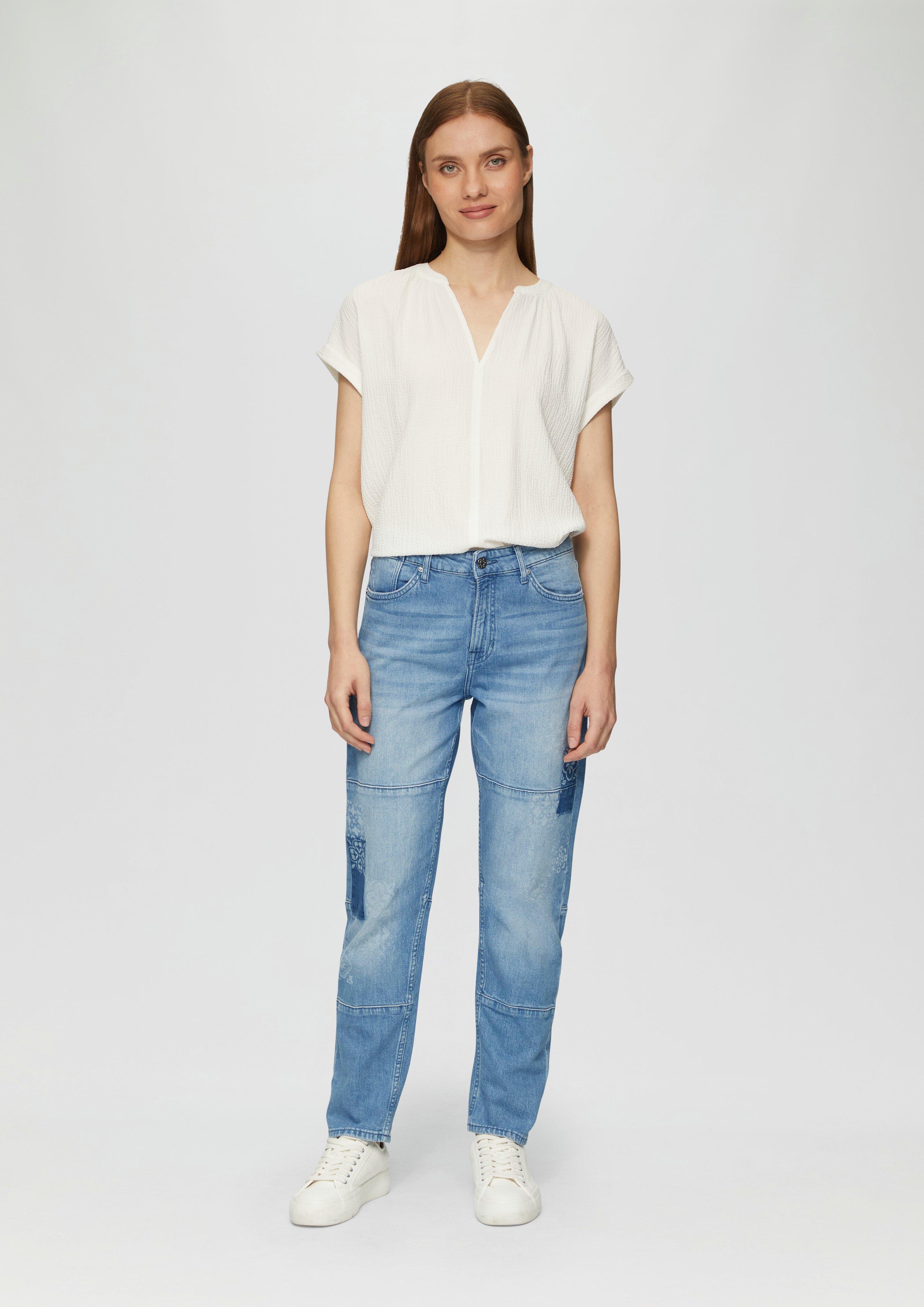 S.Oliver Ankle-Jeans Franciz / Relaxed Fit / Mid Rise / Tapered Leg / Laser-Print