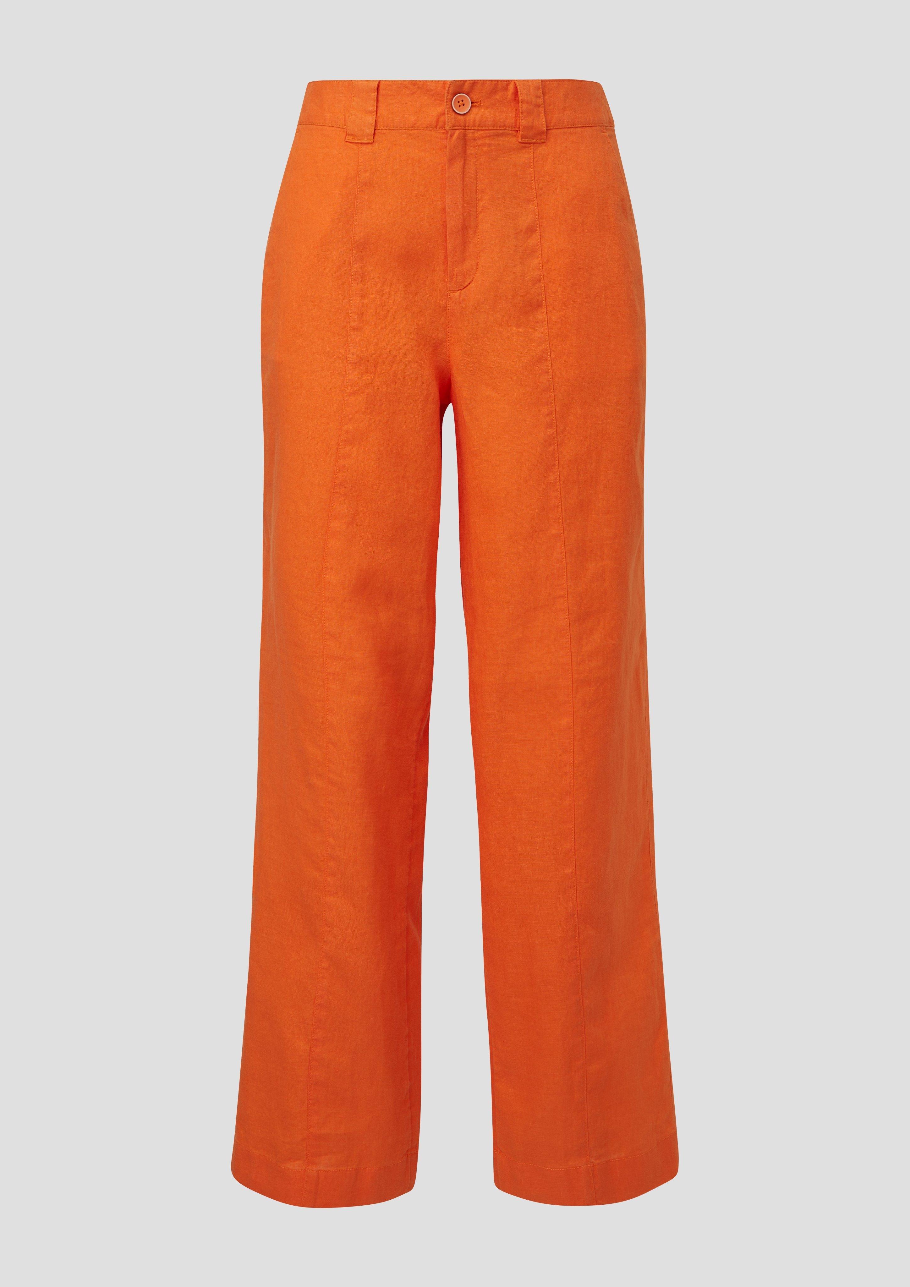 s.Oliver - Regular: Leinenhose mit weitem Bein, Damen, Orange