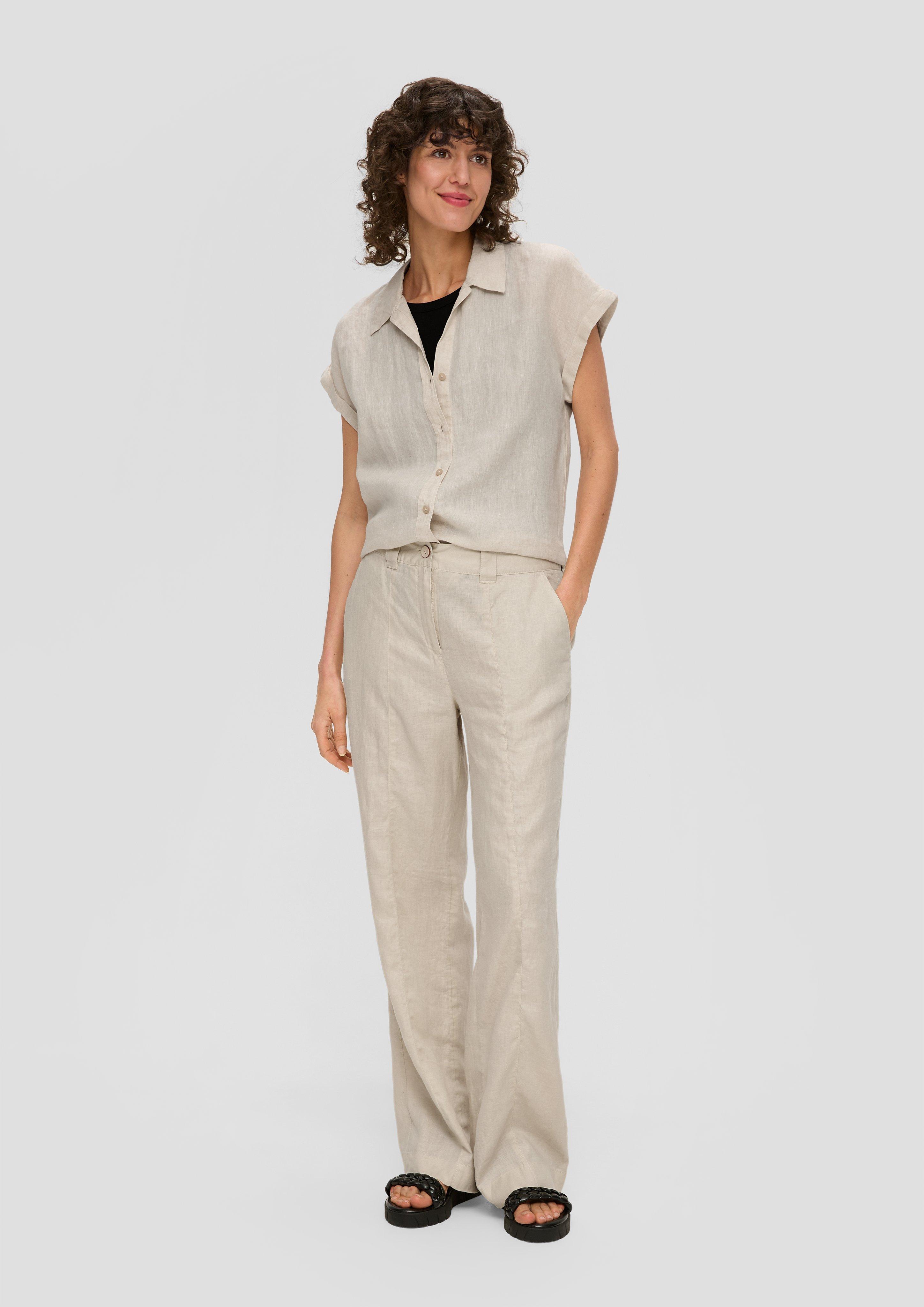 Regular fit: linen trousers with a wide leg - beige | s.Oliver Regular fit: linen trousers with a wide leg - beige | s.Oliver