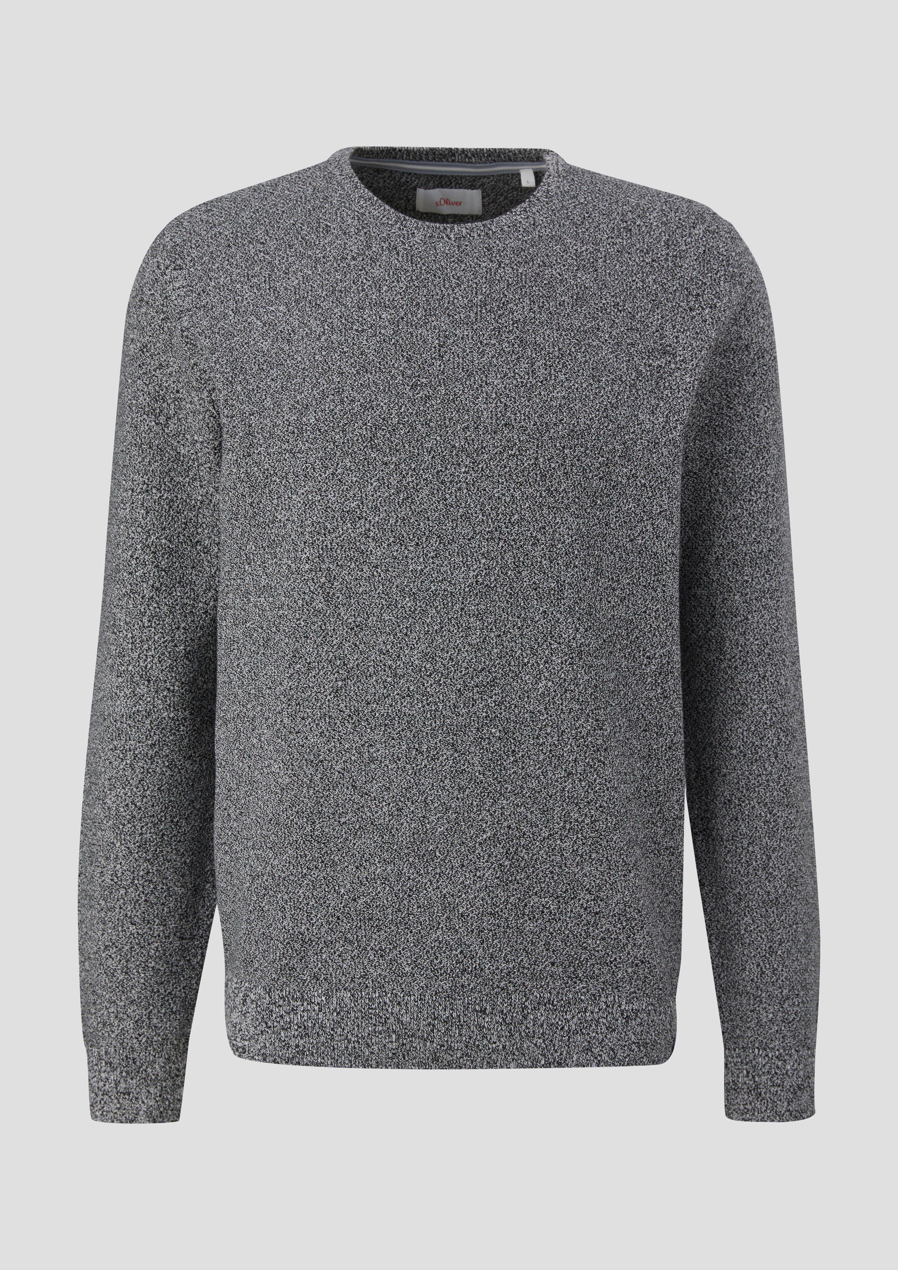 s.Oliver - Feinstrickpullover mit Crew Neck, Herren, grau|schwarz