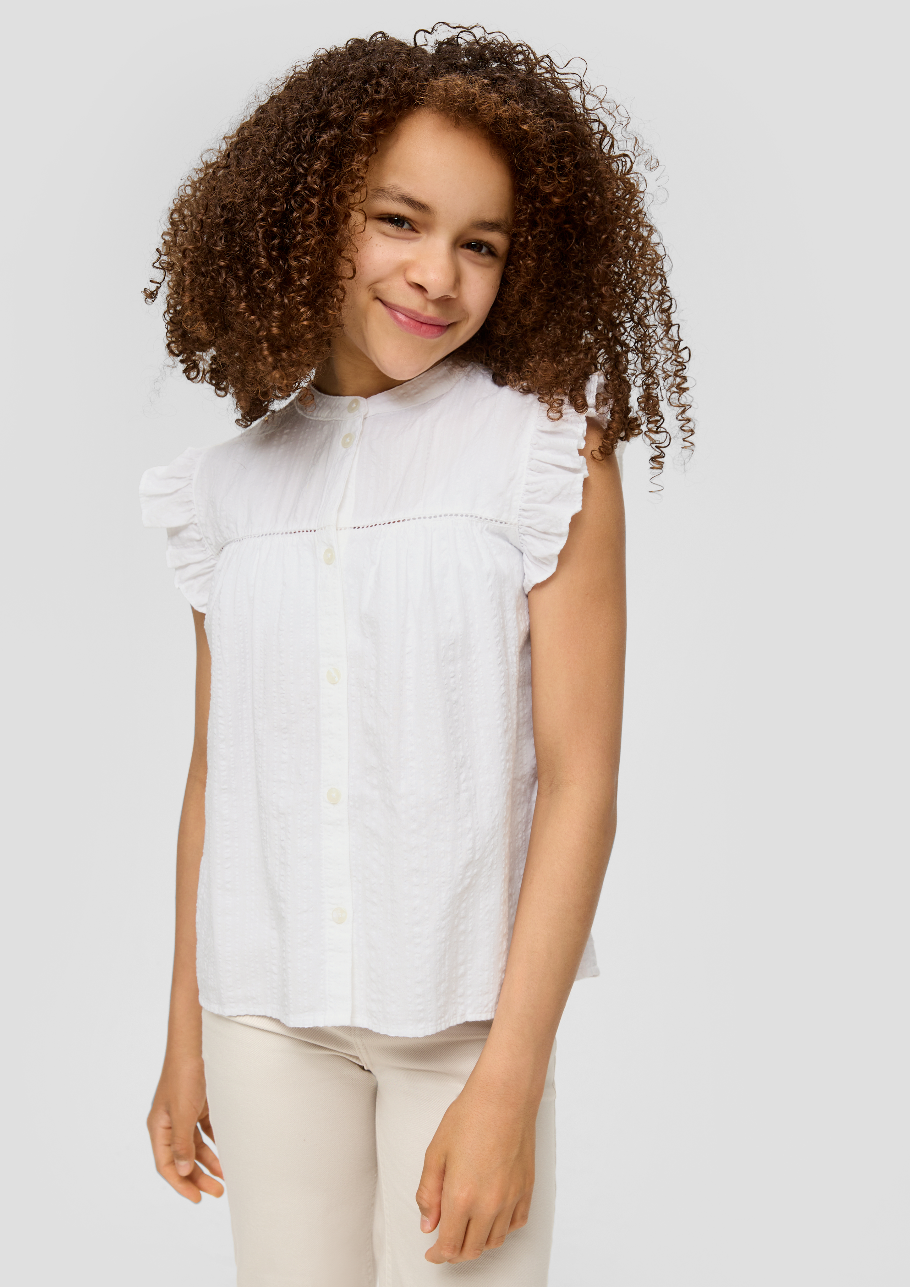 S.Oliver Mädchen Bluse Kurzarm - Schicker Uni-Look Für Jeden Tag